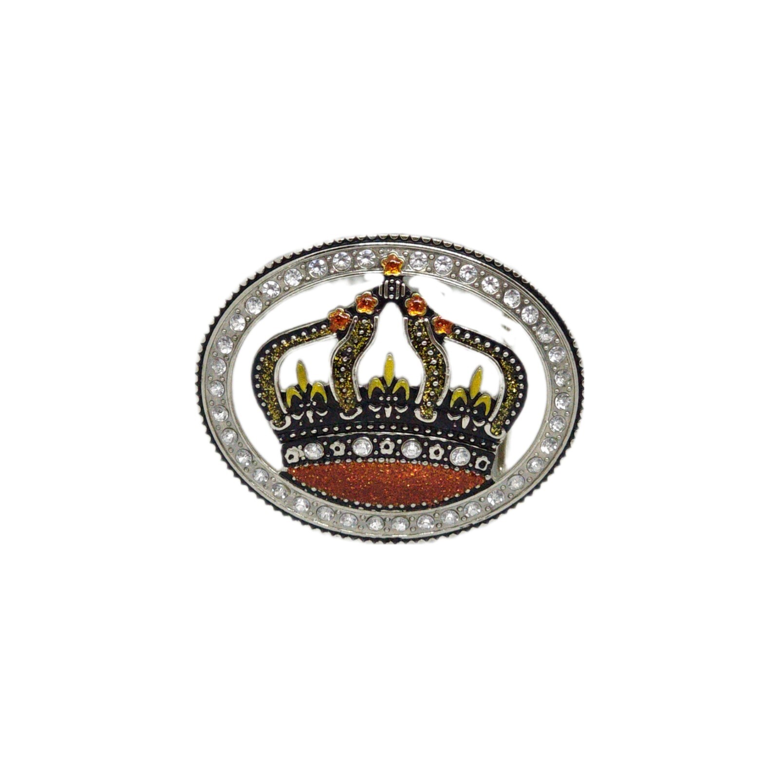 Women&rsquo;s Belt Buckle Crown Enamel Rhinestone Bling Y2k