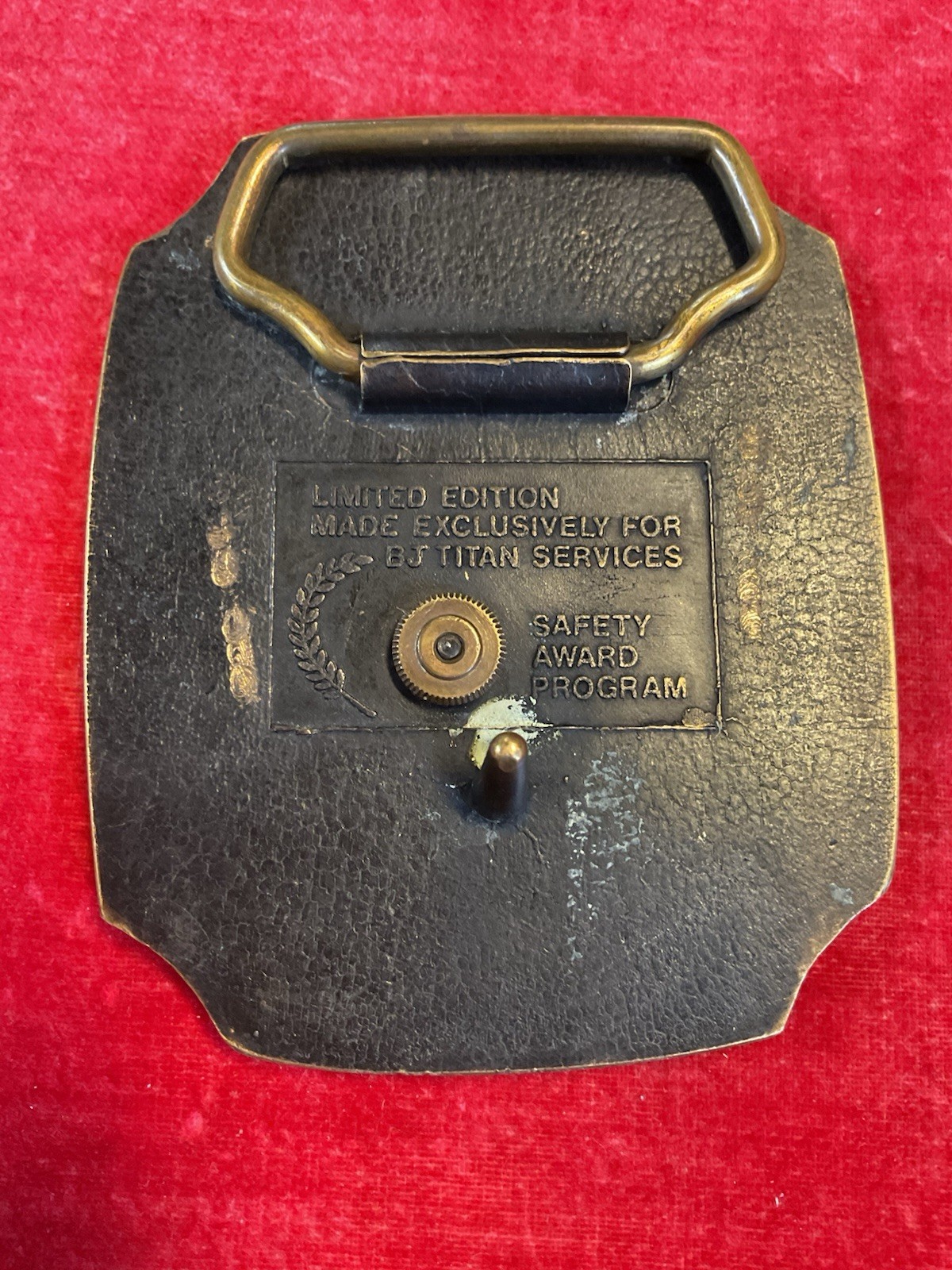 Vintage BJ Titan Services Safety Award Belt Buckle. Used Brass. See Pics & Desc