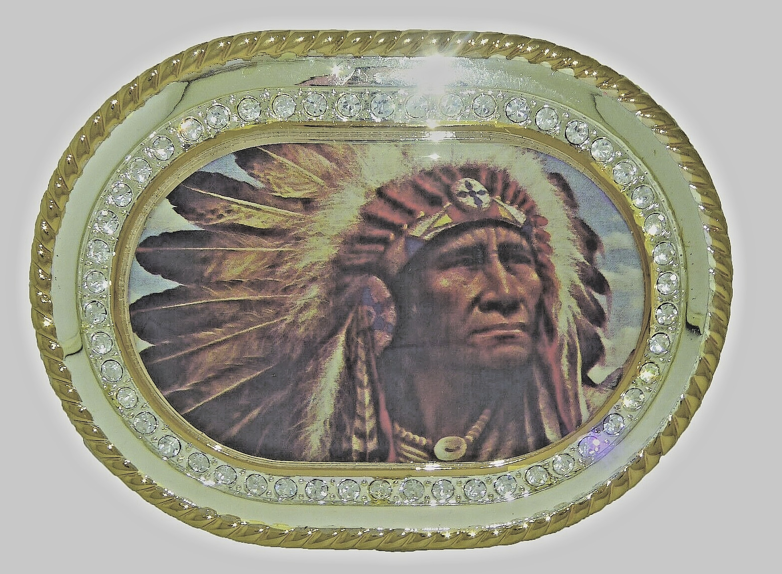 Indian Chief Belt Buckle Men Women Vintage Head Native American Gold Metal Bling