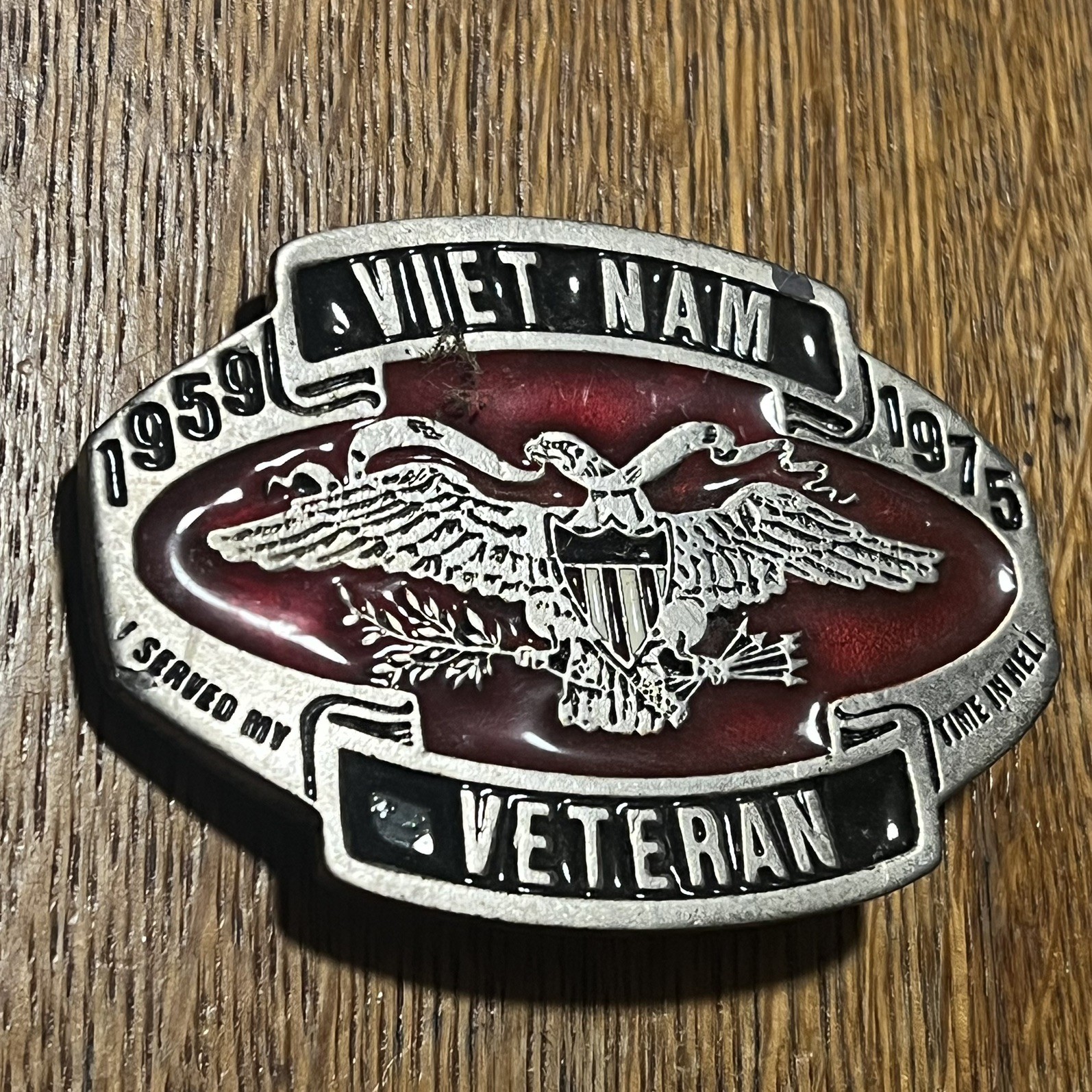 *Missing Pin* Vintage 1959-1975 Vietnam Veteran Belt Buckle Display Project B29