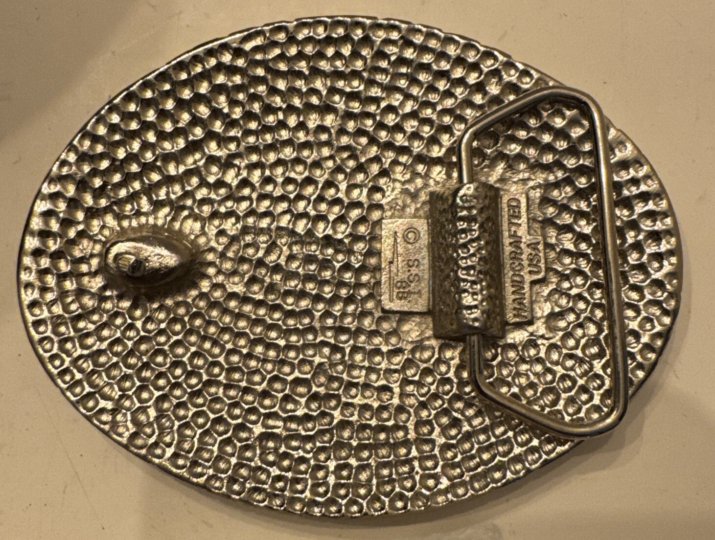 Silver Engraved Inlaid Buckle Native with Eagle Feather Shield TBD1 SSI 88 VTG