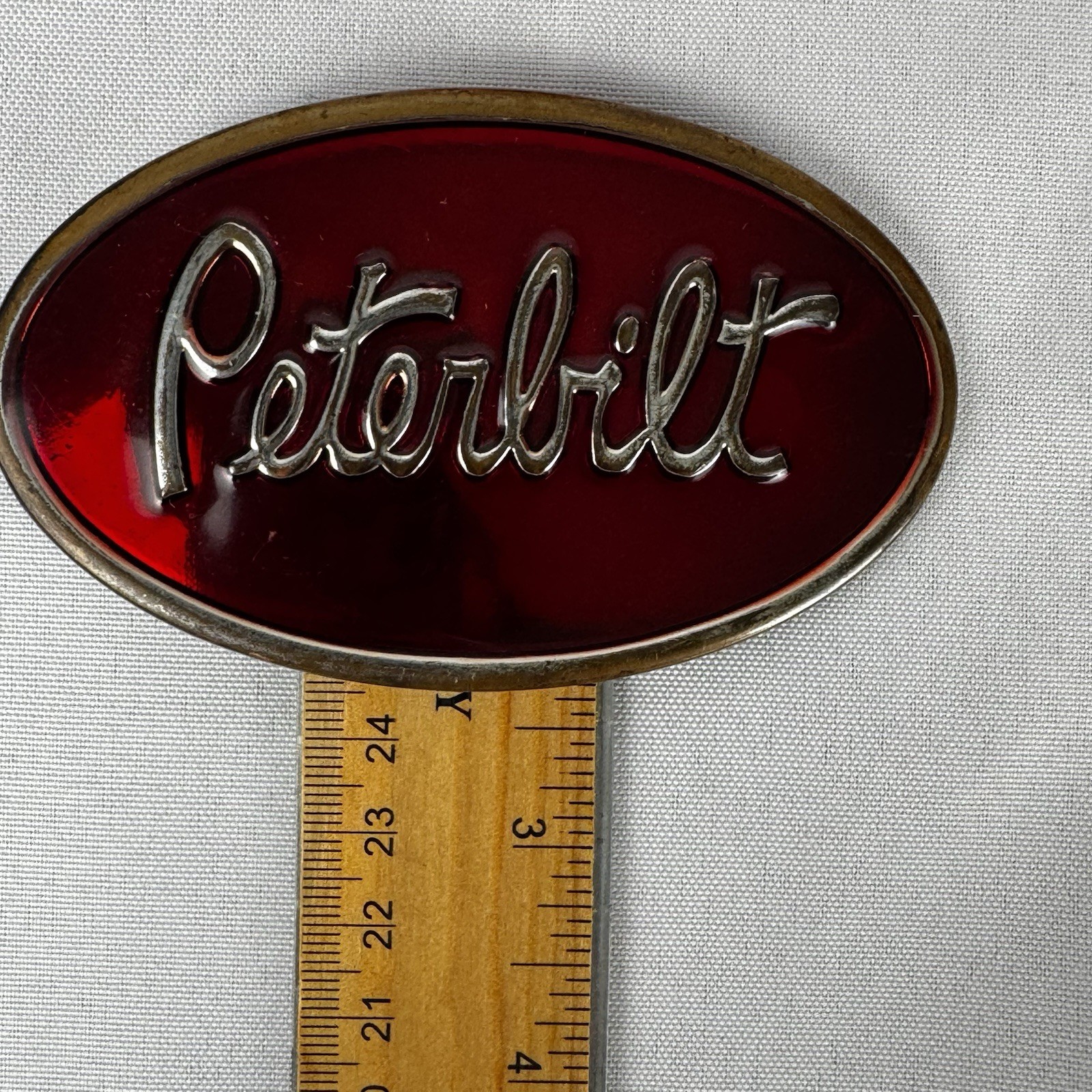 Peterbilt Classic Red Logo Enamel Metal Belt Buckle
