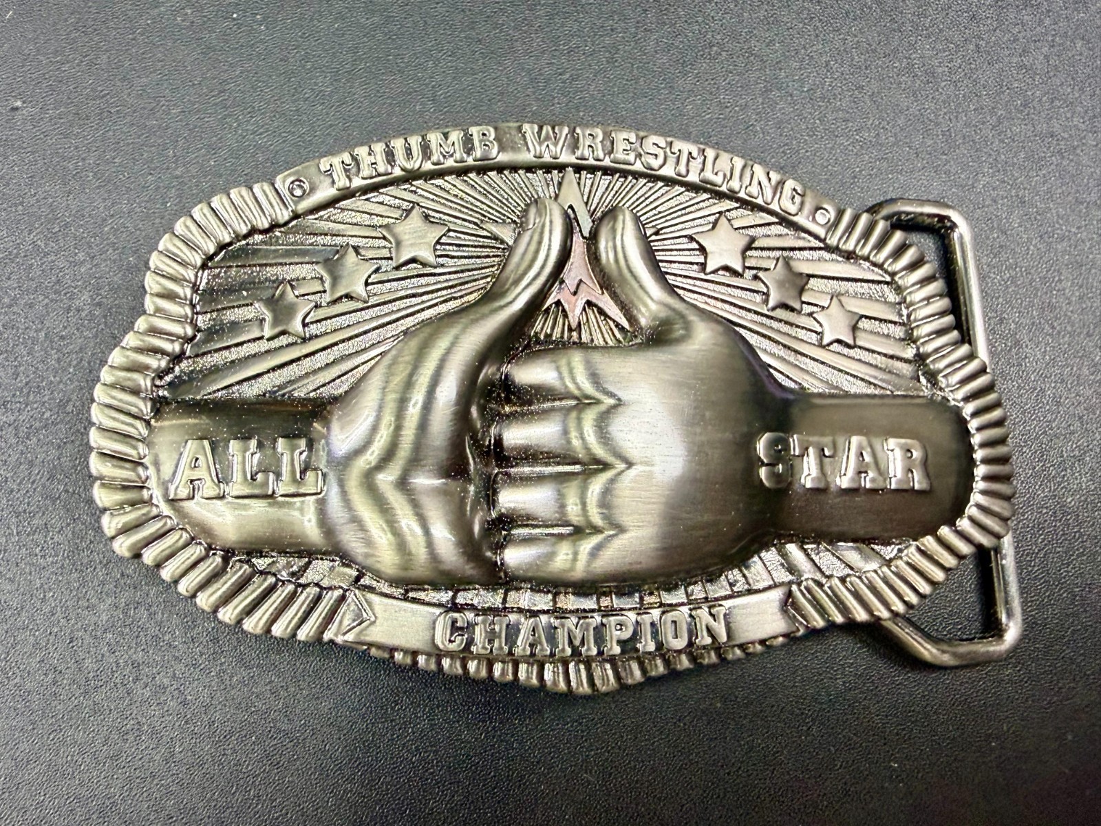 Thumb Wrestling All-Star Champion Trophy Award Belt Buckle New Condition