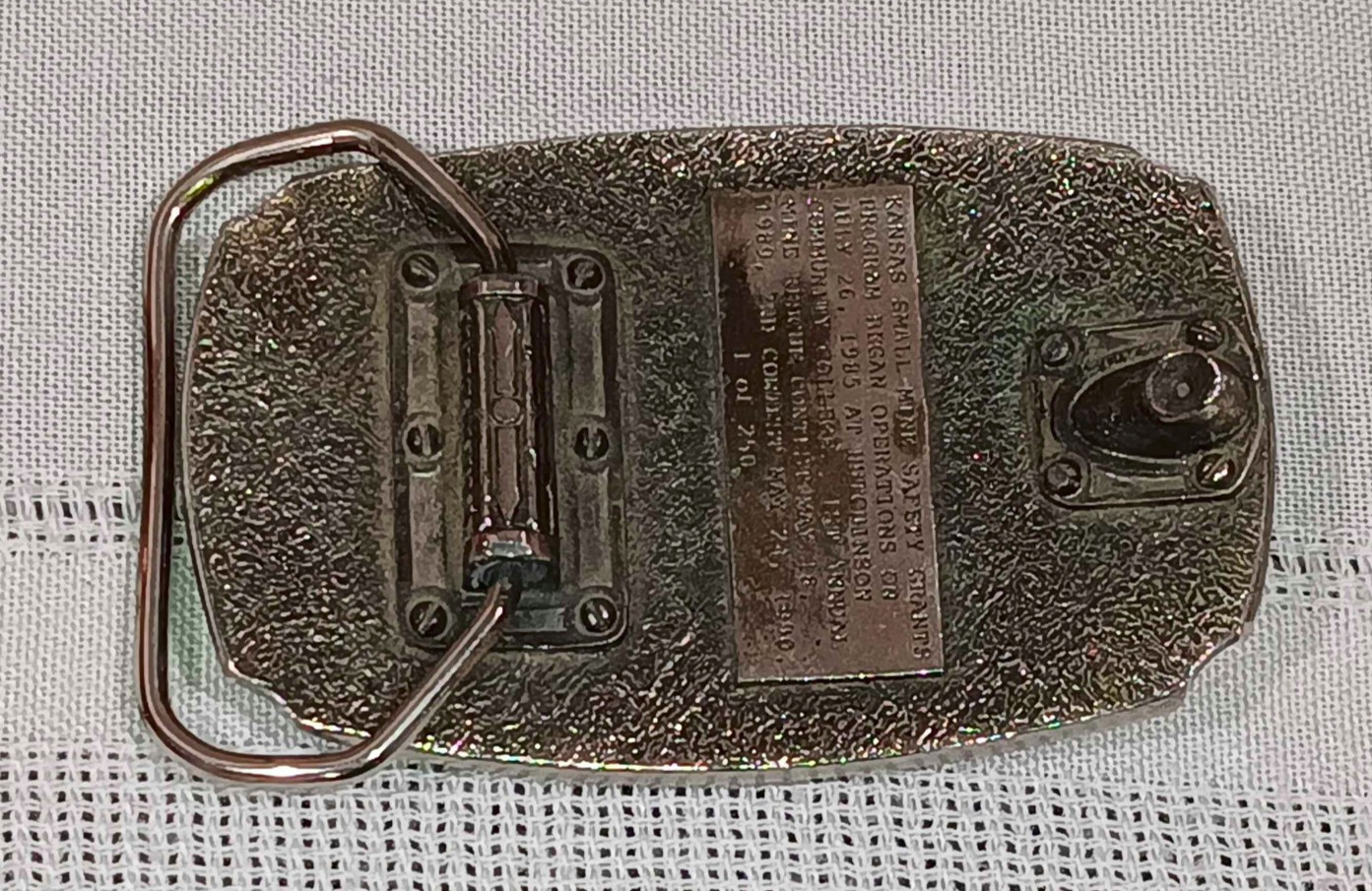 Vintage 1990 Kansas Small Mine Safety Rescue Contest Pewter Belt Buckle