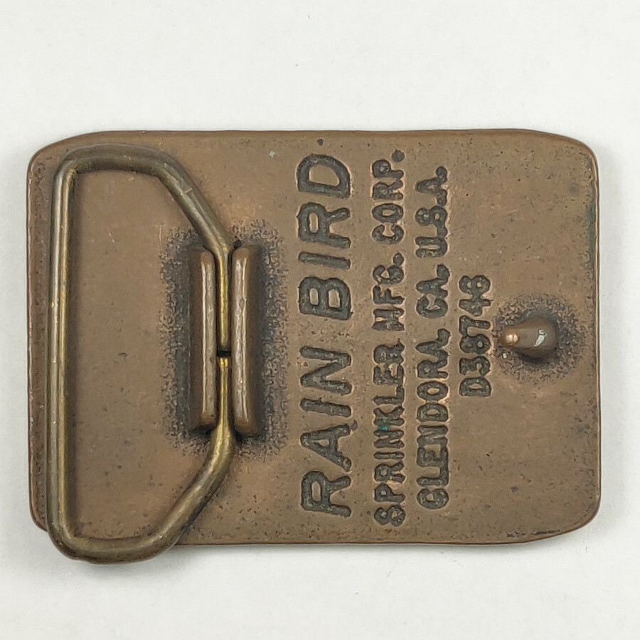 Vtg Rain Bird Logo Brass Belt Buckle