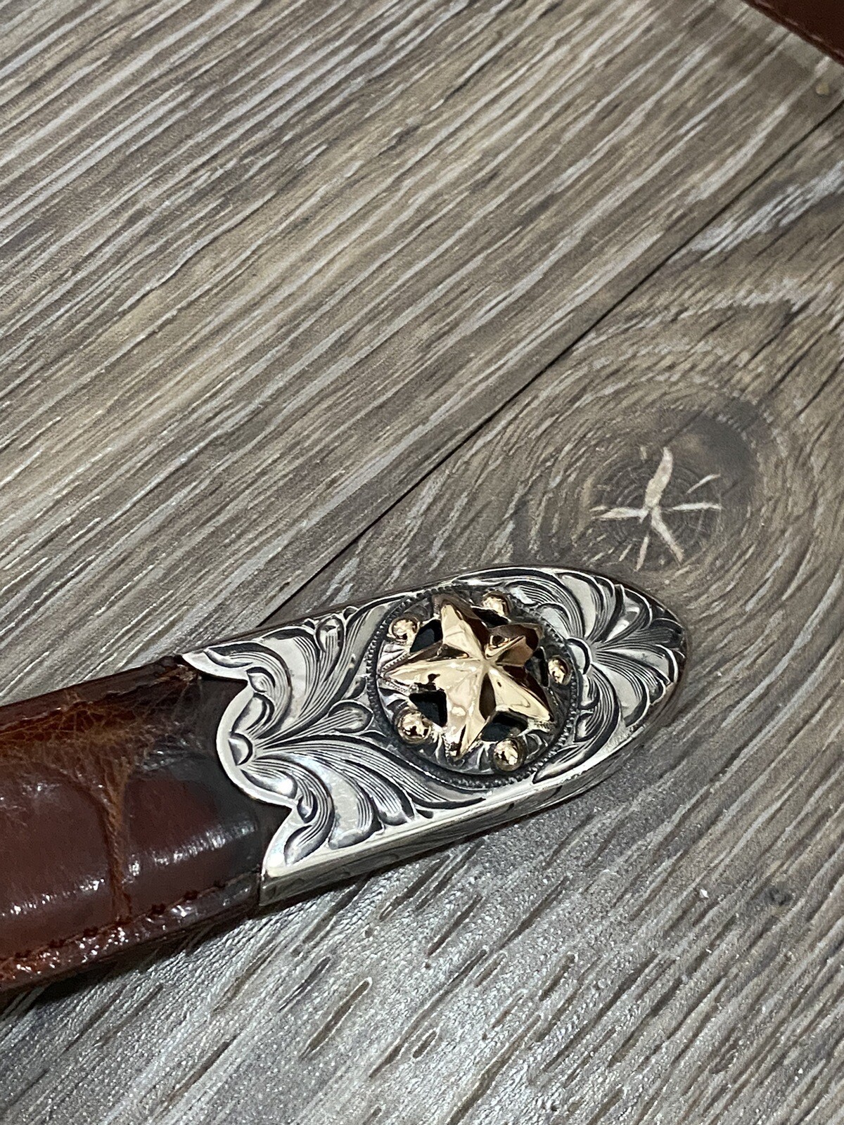 Rare Chet Vogt 14k .925 Sterling Belt Buckle Set XL cowboy Star ✅