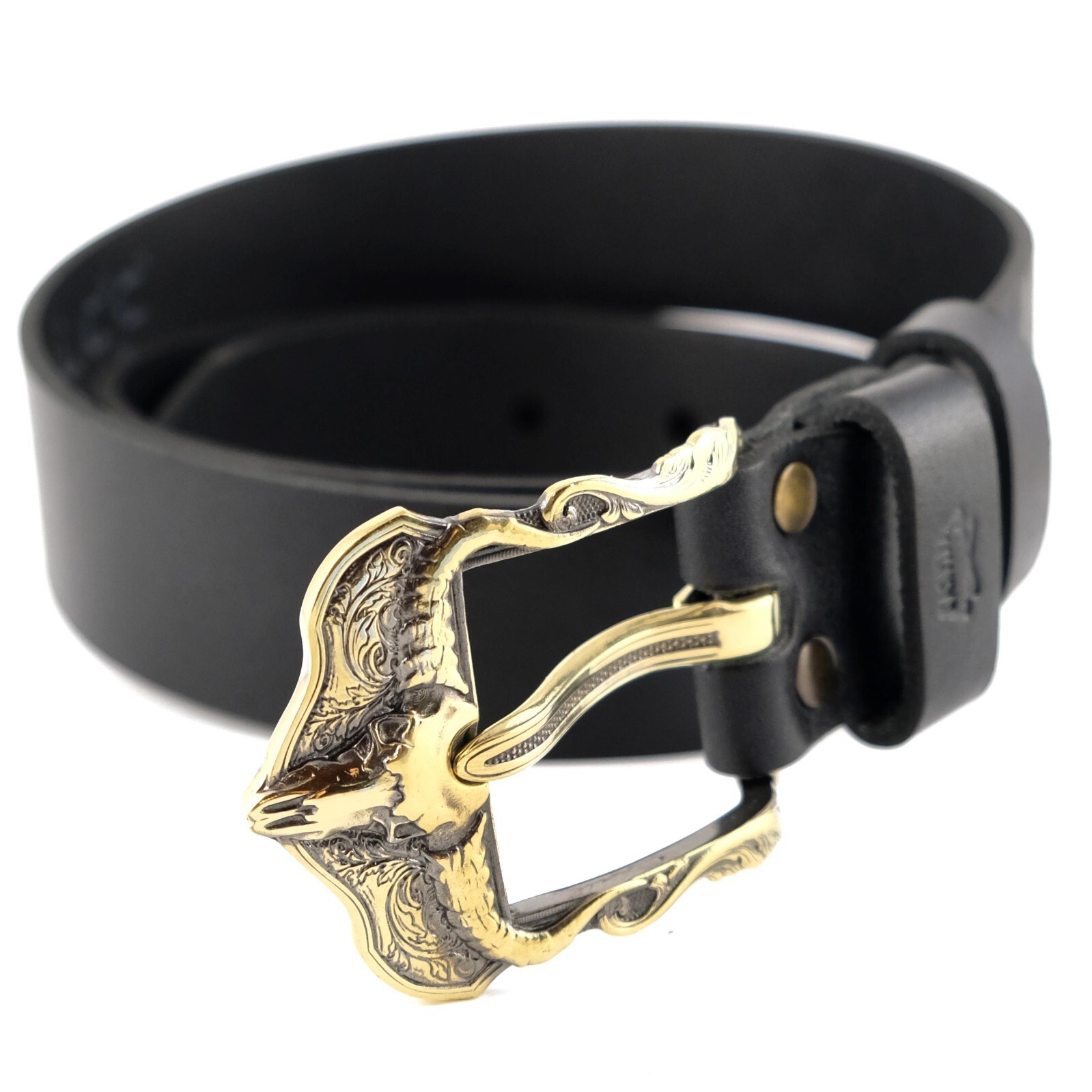Brass belt buckle American Buffalo Skull, pin type, Bison skull belt buckle