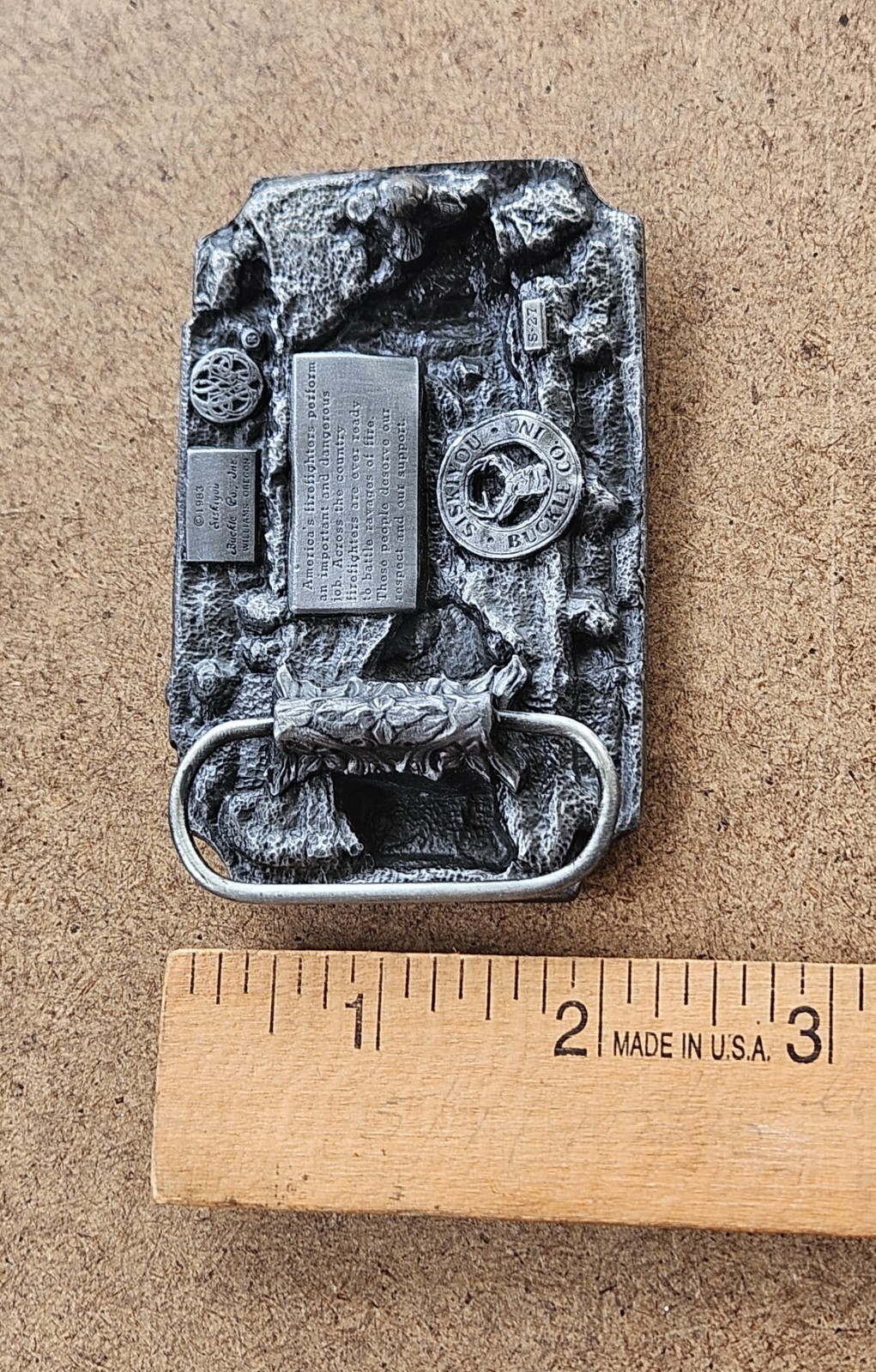 Vintage 1983 Siskiyou America&rsquo;s Firefighters Ever Ready Ever Willing Belt Buckle