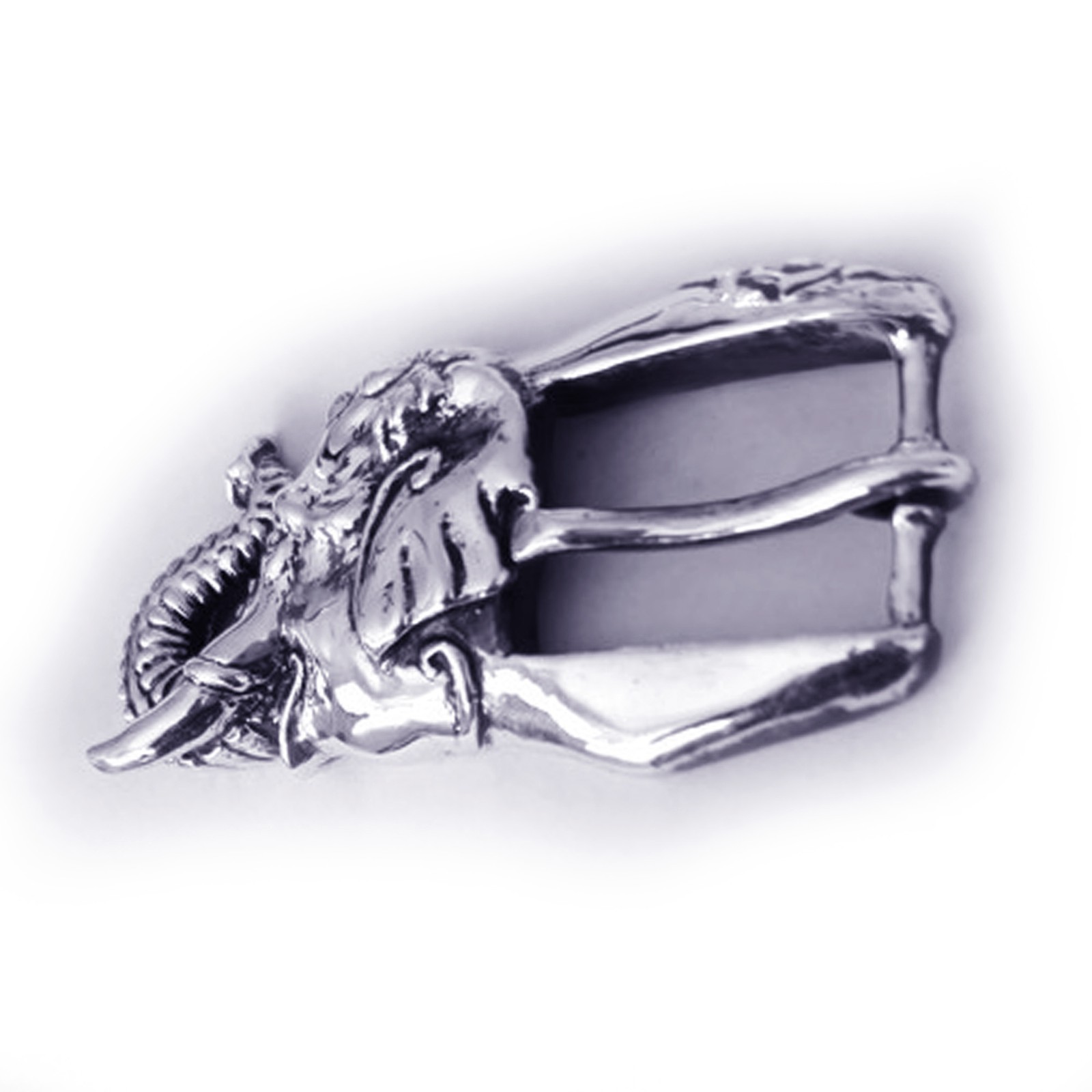 Elephant Head Sterling Silver Belt Buckle