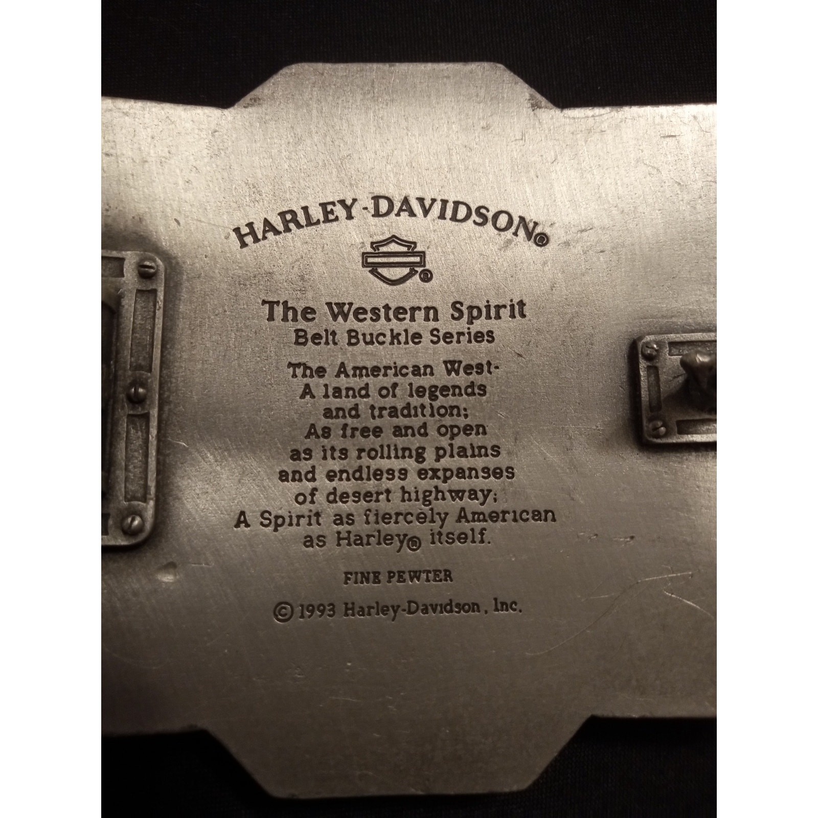 Vintage 93 Harley Davidson The Western Spirit Belt Buckle Pewter Southwestern