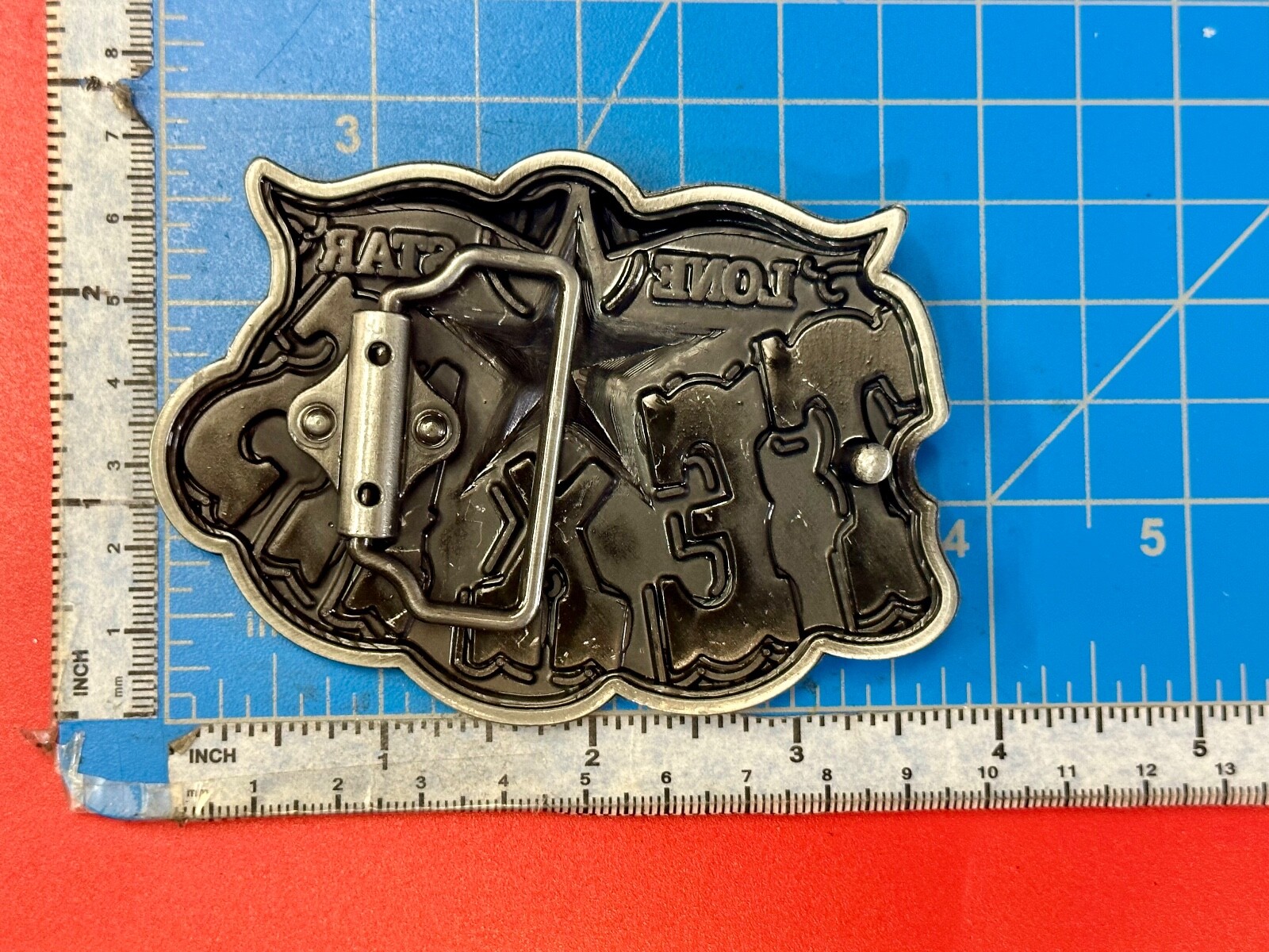 Texas The Lone Star State Cowboys TX Longhorn Raised 4&Prime; Buckle Rage Belt Buckle