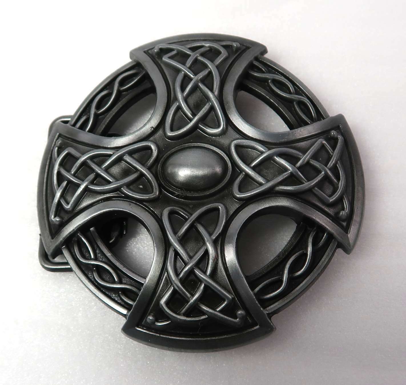 Belt Buckle Celtic Knots / Cross Pewter Finish 1.5&Prime; Belt Size / Plate Type