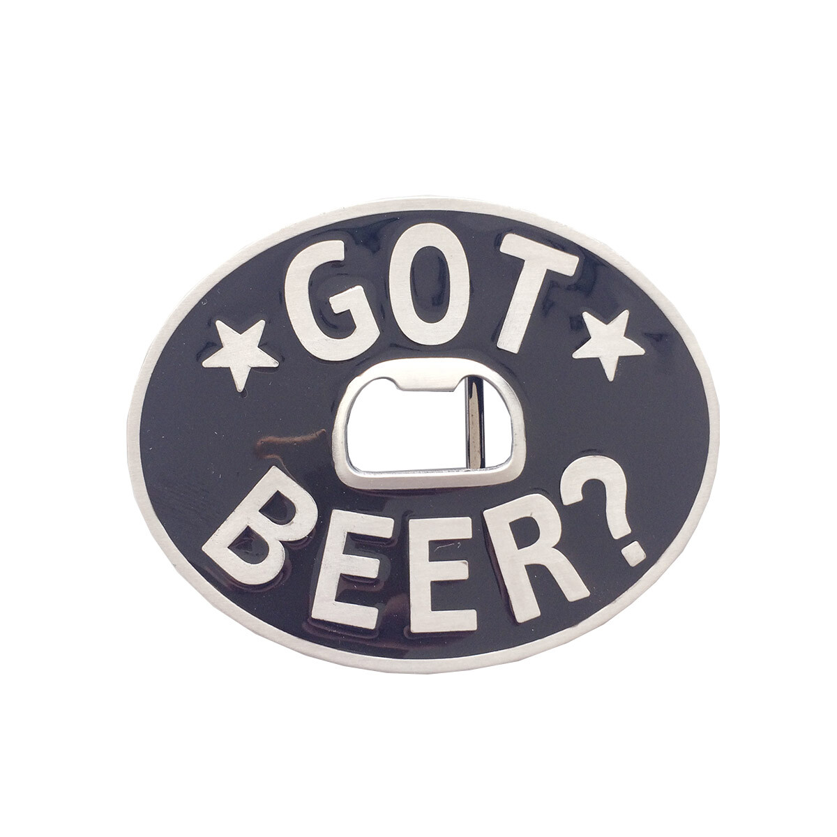 Vintage Style Oval Black Enamel Got Beer Bottle Opener Belt Buckle