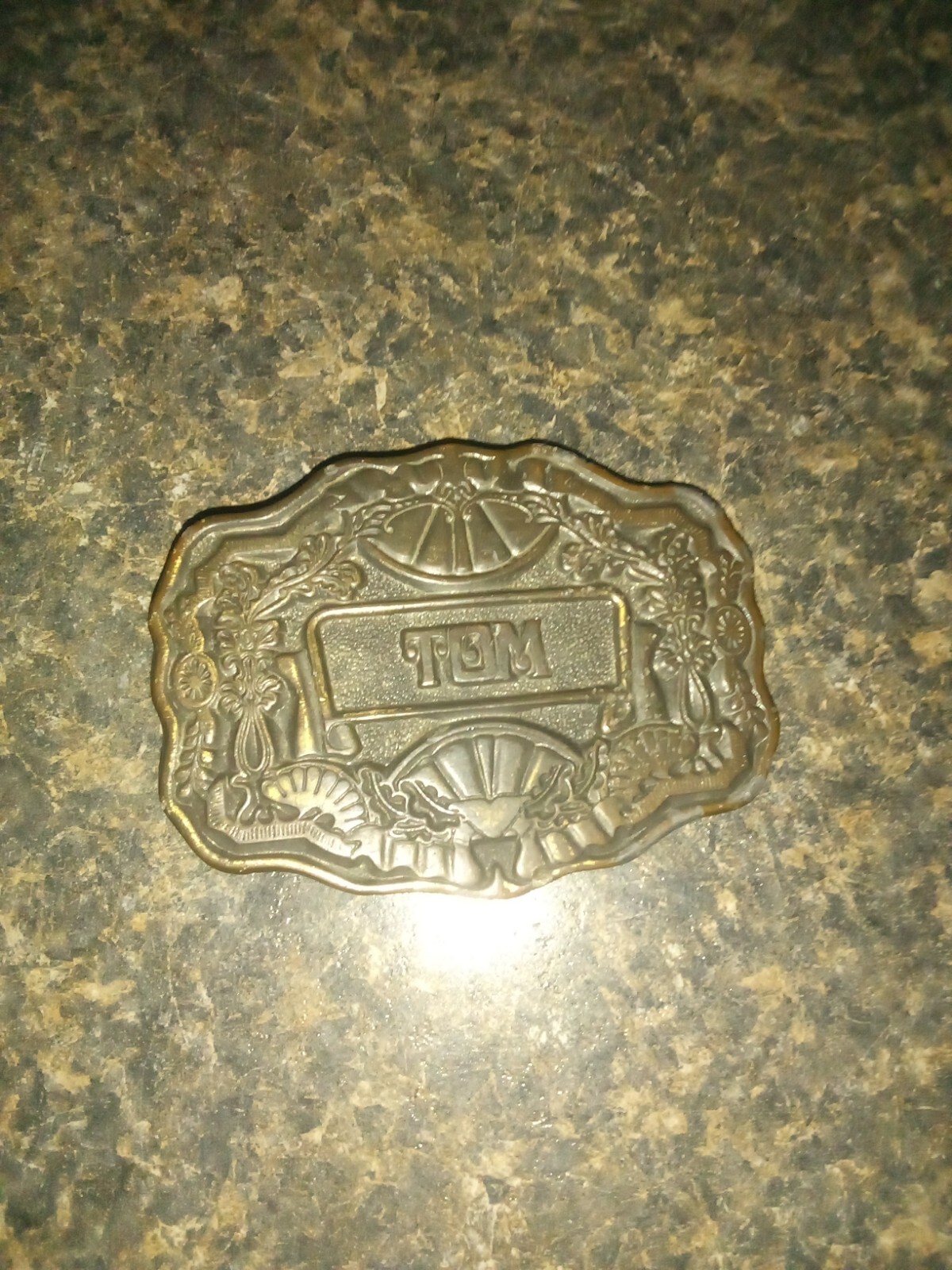 Vintage Tom Name Brass Belt Buckle