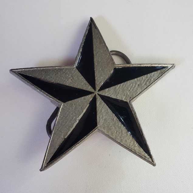 Monster Belt Buckles 2000 Mobtown Chicago Nautical Star Black Silver Pewter Tone