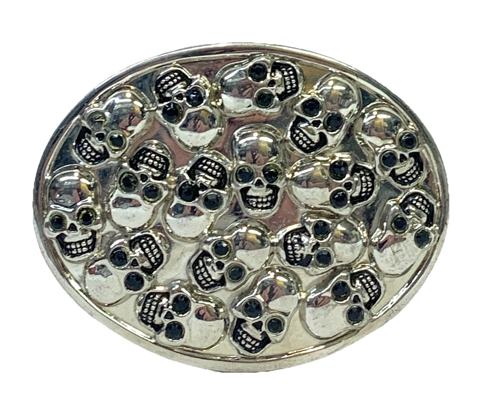 Skull Skulls Chrome Metal Belt Buckle 3.75”x 2.75” Fit Belts Up To 1.75” Wide 11