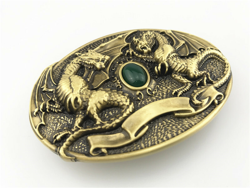 2 Dragons with Wings Western Cowboy Solid Brass Copper Mens Belt Buckle Vintage