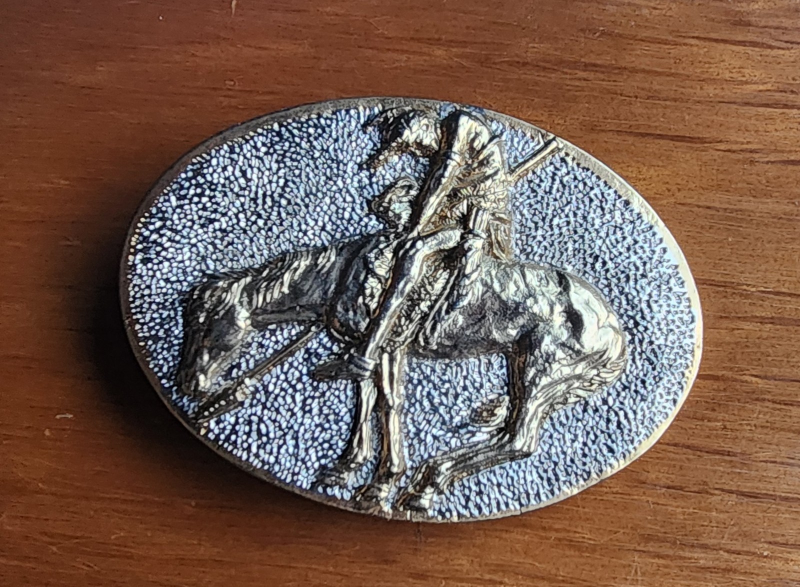 **Look** Vintage 1981 Spec-Cast Pewter INDIAN Theme Belt Buckle **Nice**