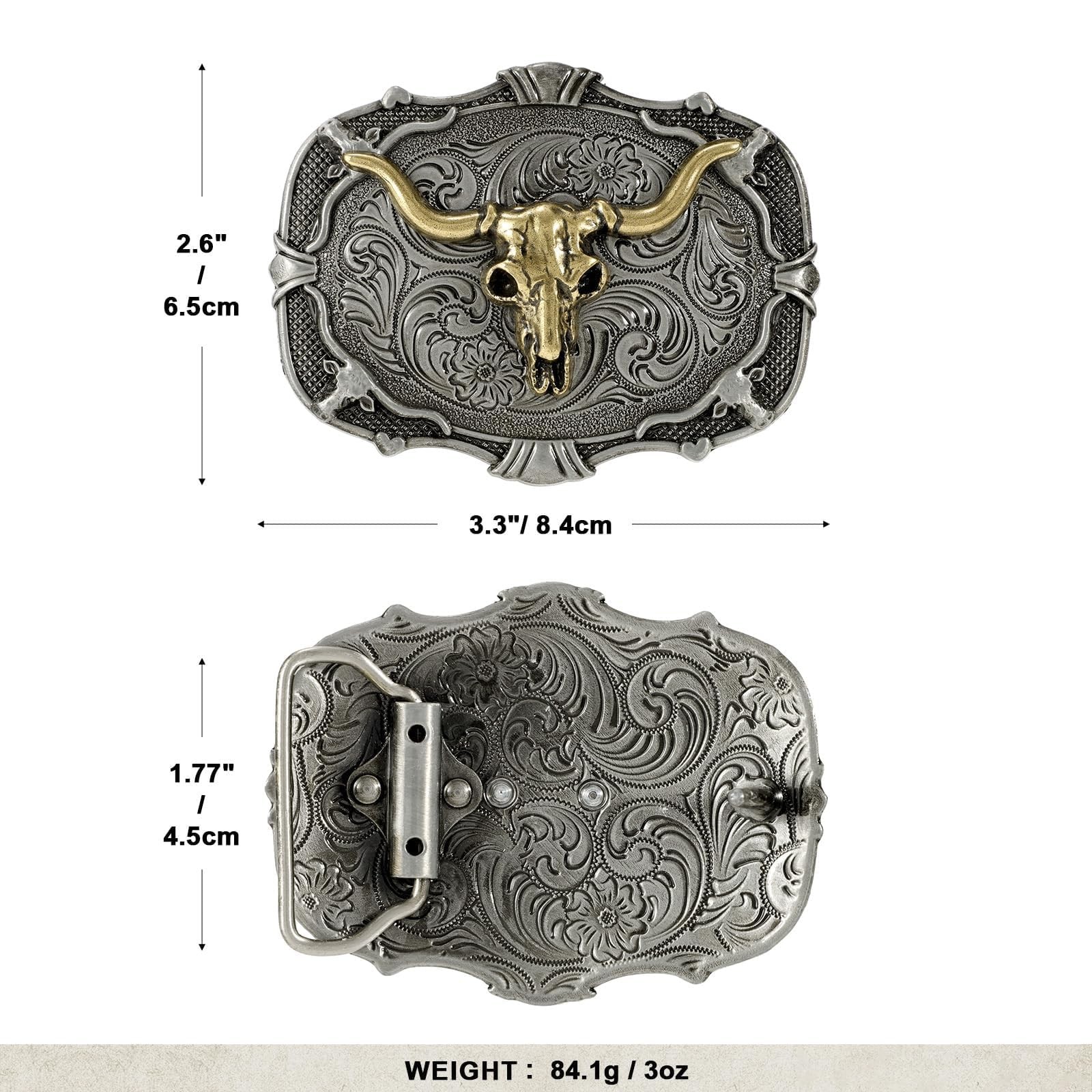 LALATCH Western Cowboy Belt Buckle for Men Vintage Medium, Bronze Bull