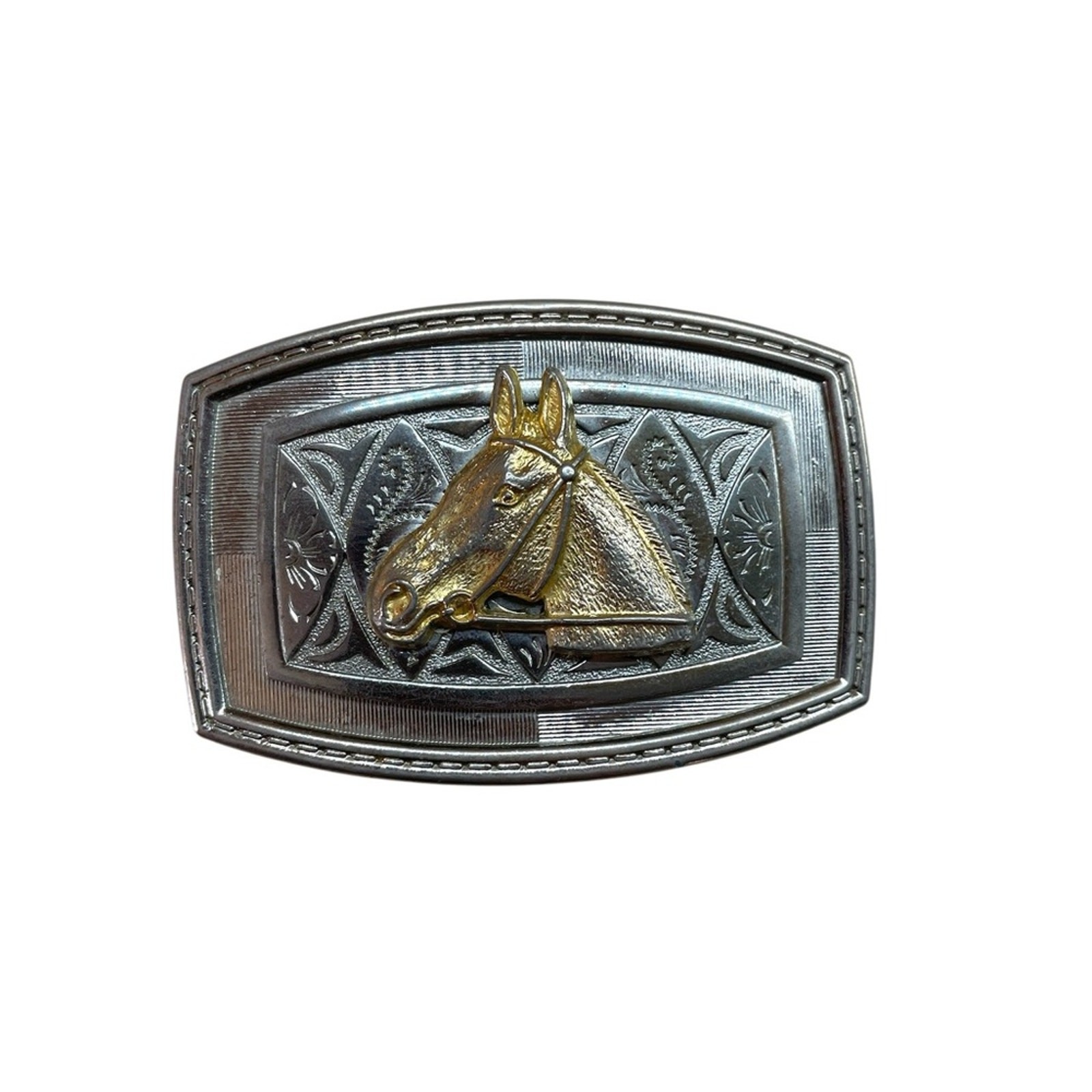 Belt Buckle Horse Head Cowboy Men&rsquo;s Women&rsquo;s Gold Silver Tone Texas Western