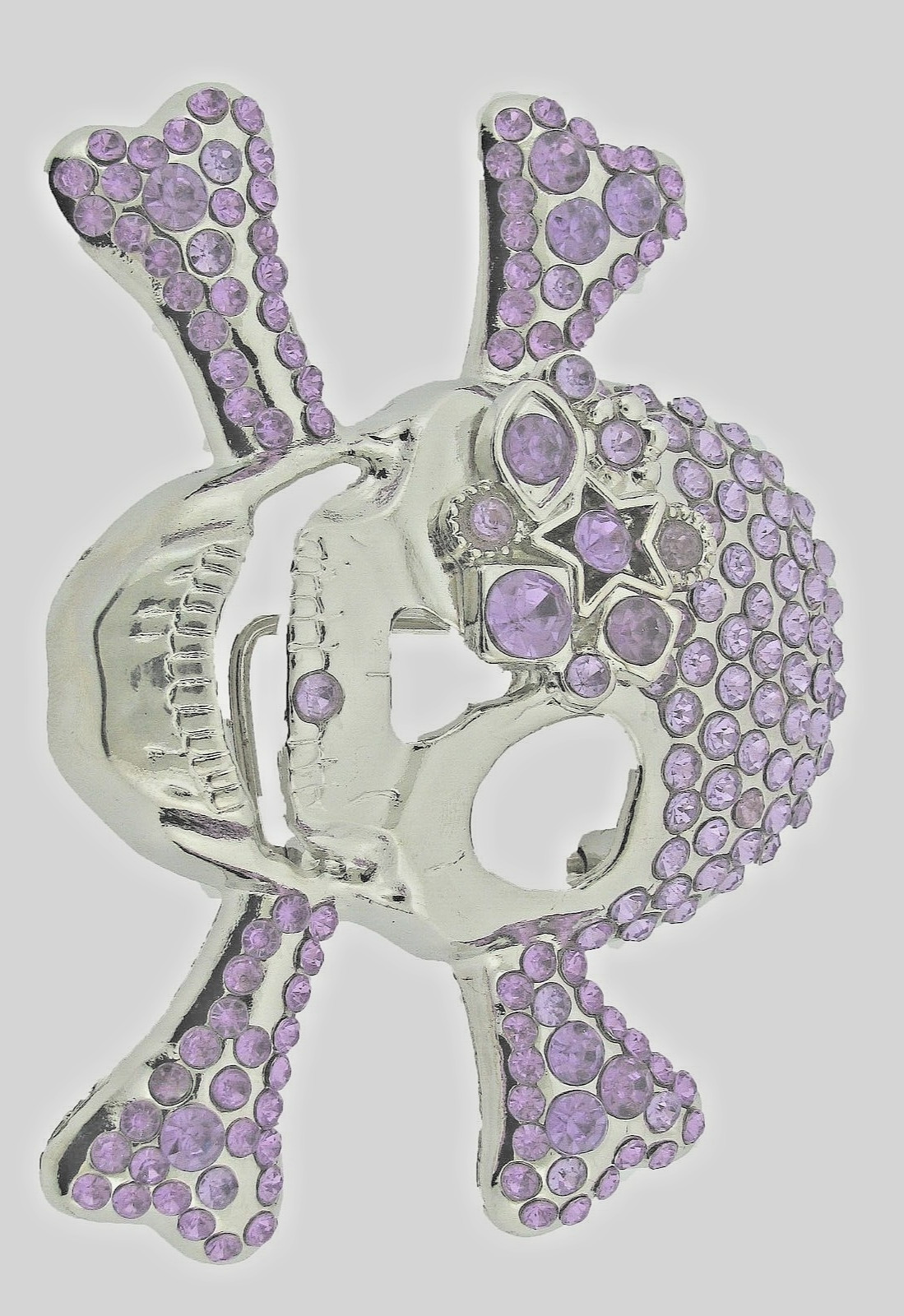 Skull Belt Buckles Crossbones Halloween Pirate Costume Bling Purple Rhinestones