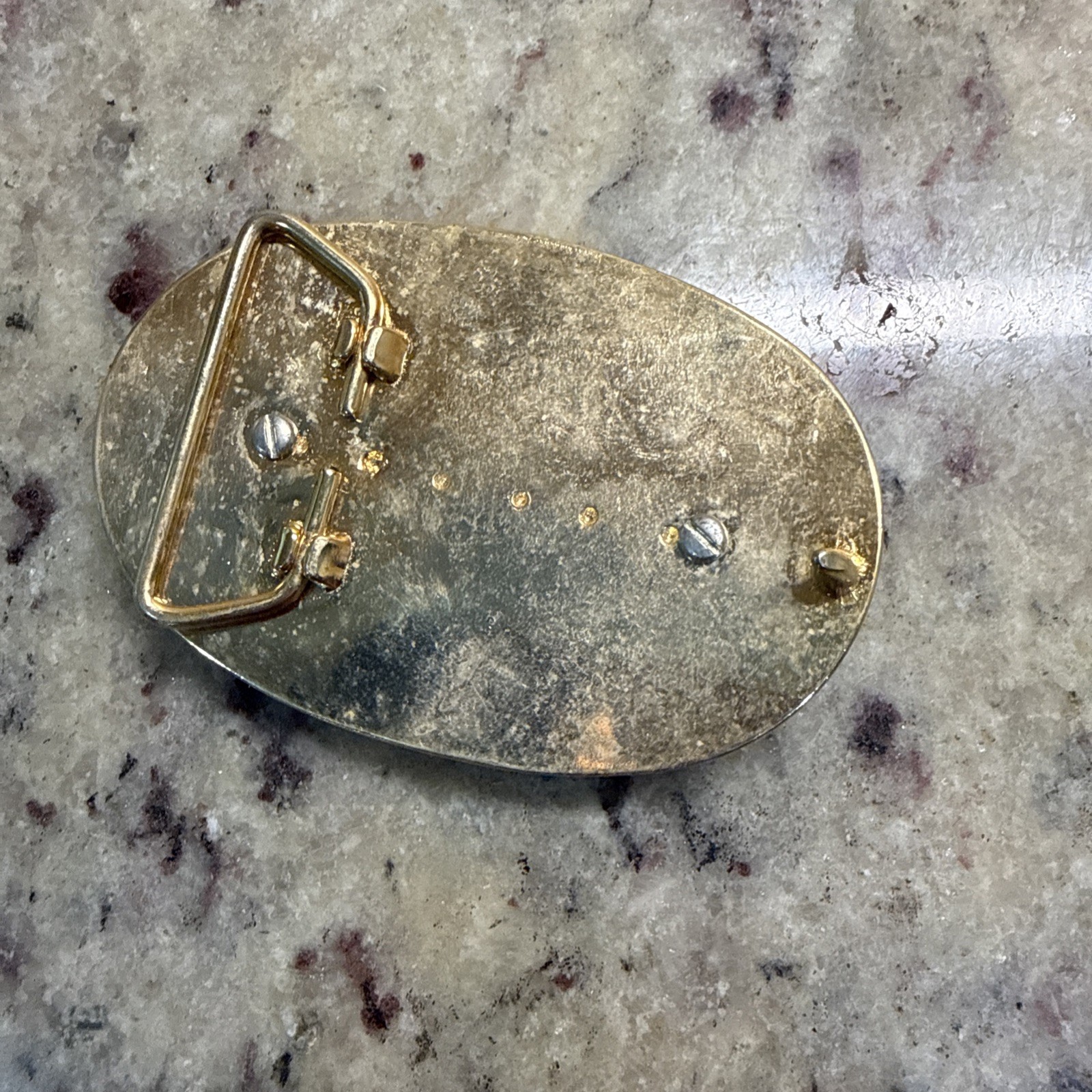 vintage ornate oval gold metal belt buckle w polished red stone center women
