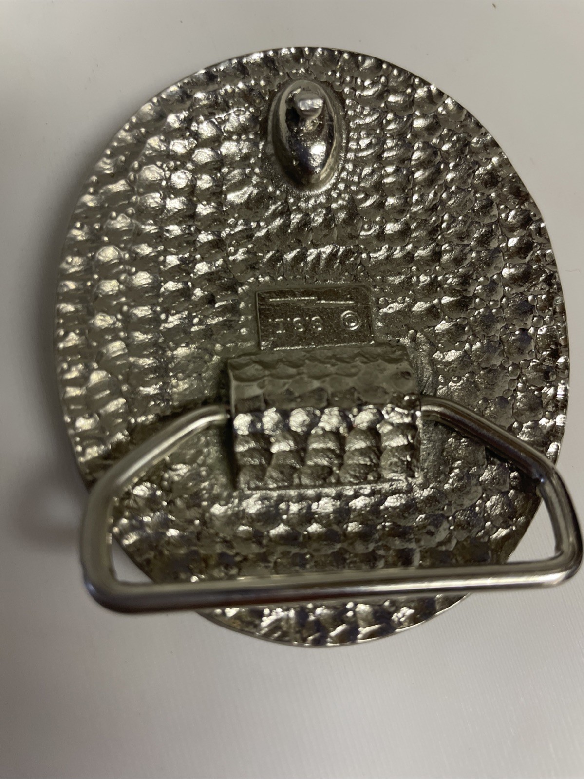 Vintage Silver Eagle & Flag Patriotic Belt Buckle