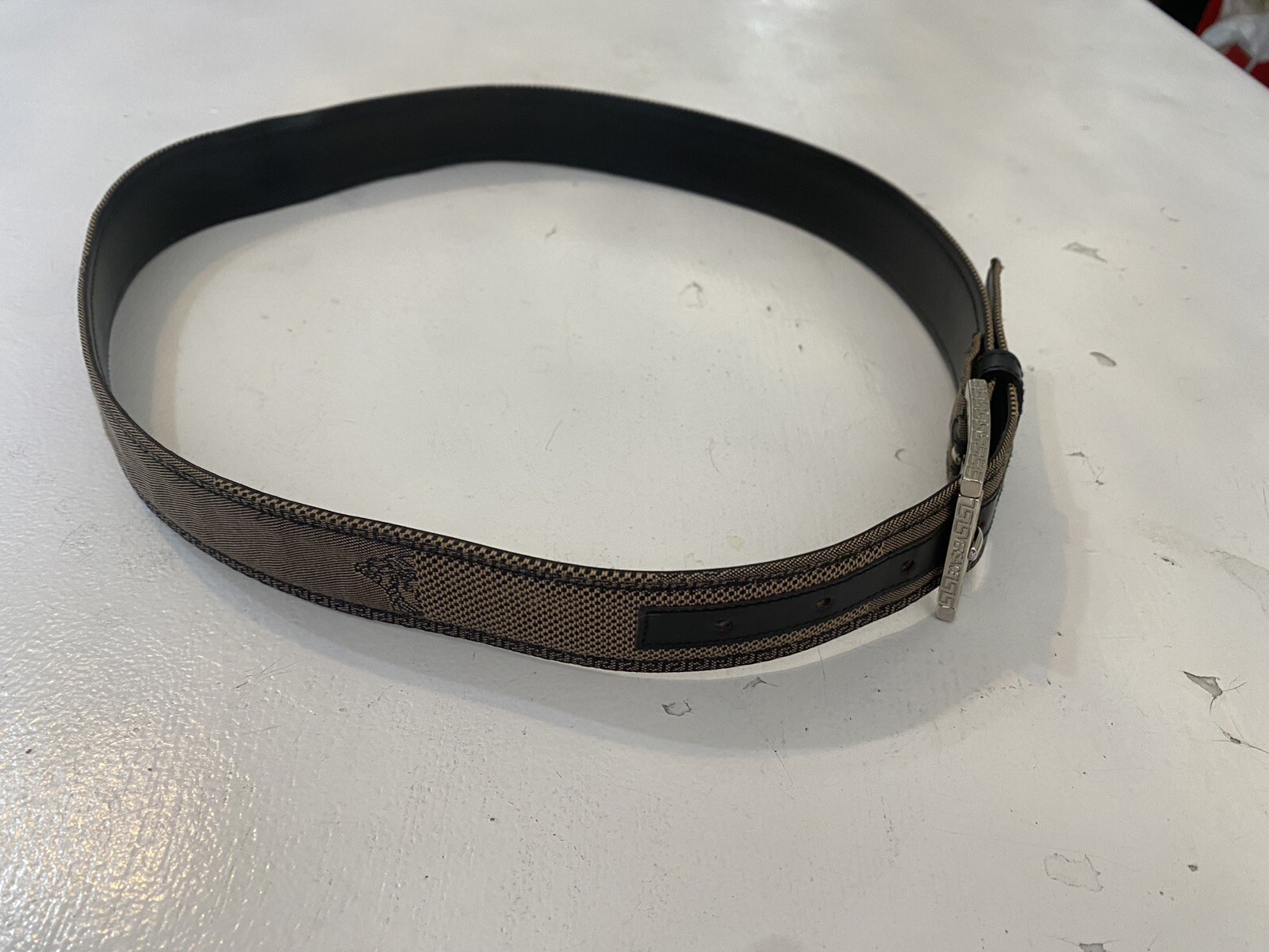 Men’s Vtg Versace Signature Medusa Print Leather Belt B3729 Made In Italy 34/85