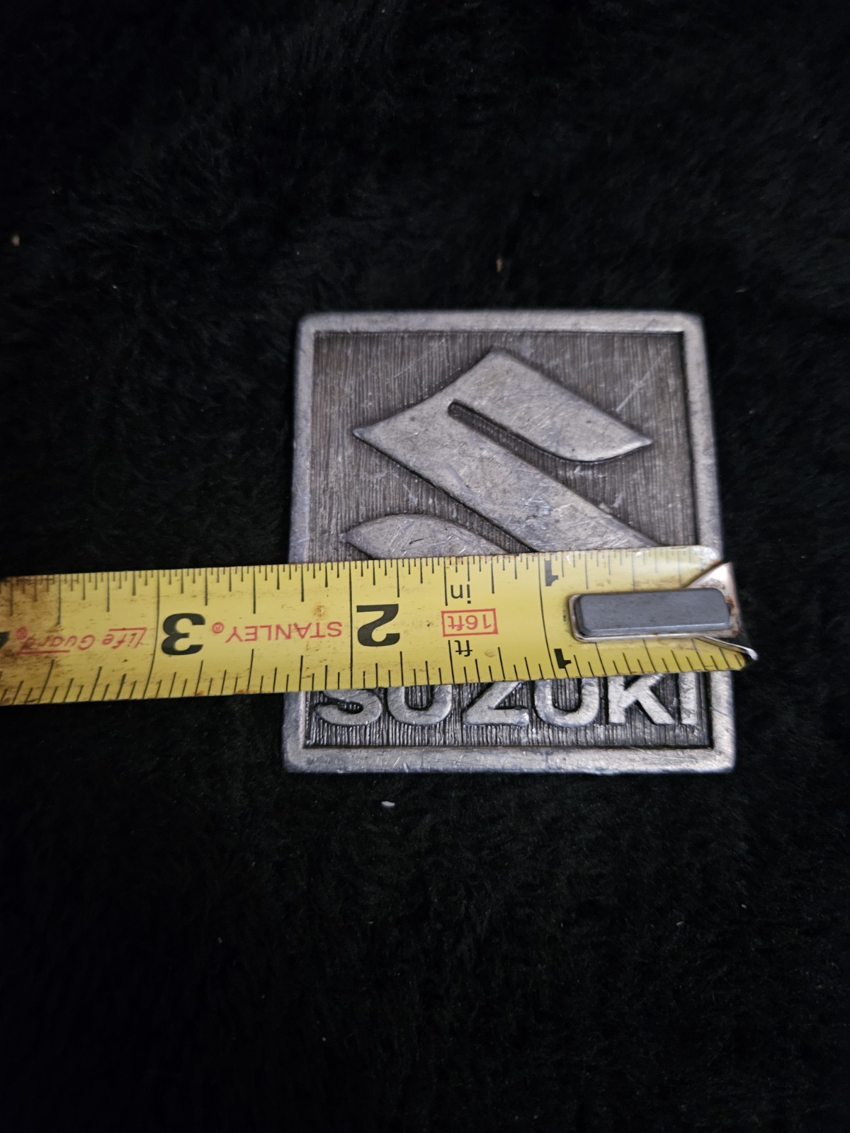 Vintage Suzuki Motorcycle Belt Buckle- Made in USA U.S. Suzuki Motor Corp Logo –