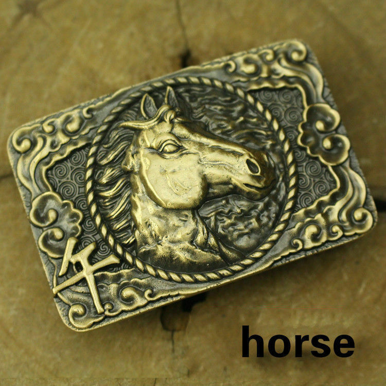 Chinese Zodiac Belt Buckles Brass Golden Toad Embossed Buckle Head Retro Decor