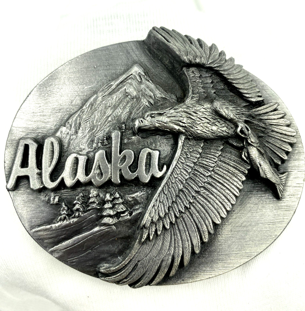 VTG Mens Siskiyou Buckle Co Alaska Bald Eagle Belt Buckle Pewter Americana Lot27
