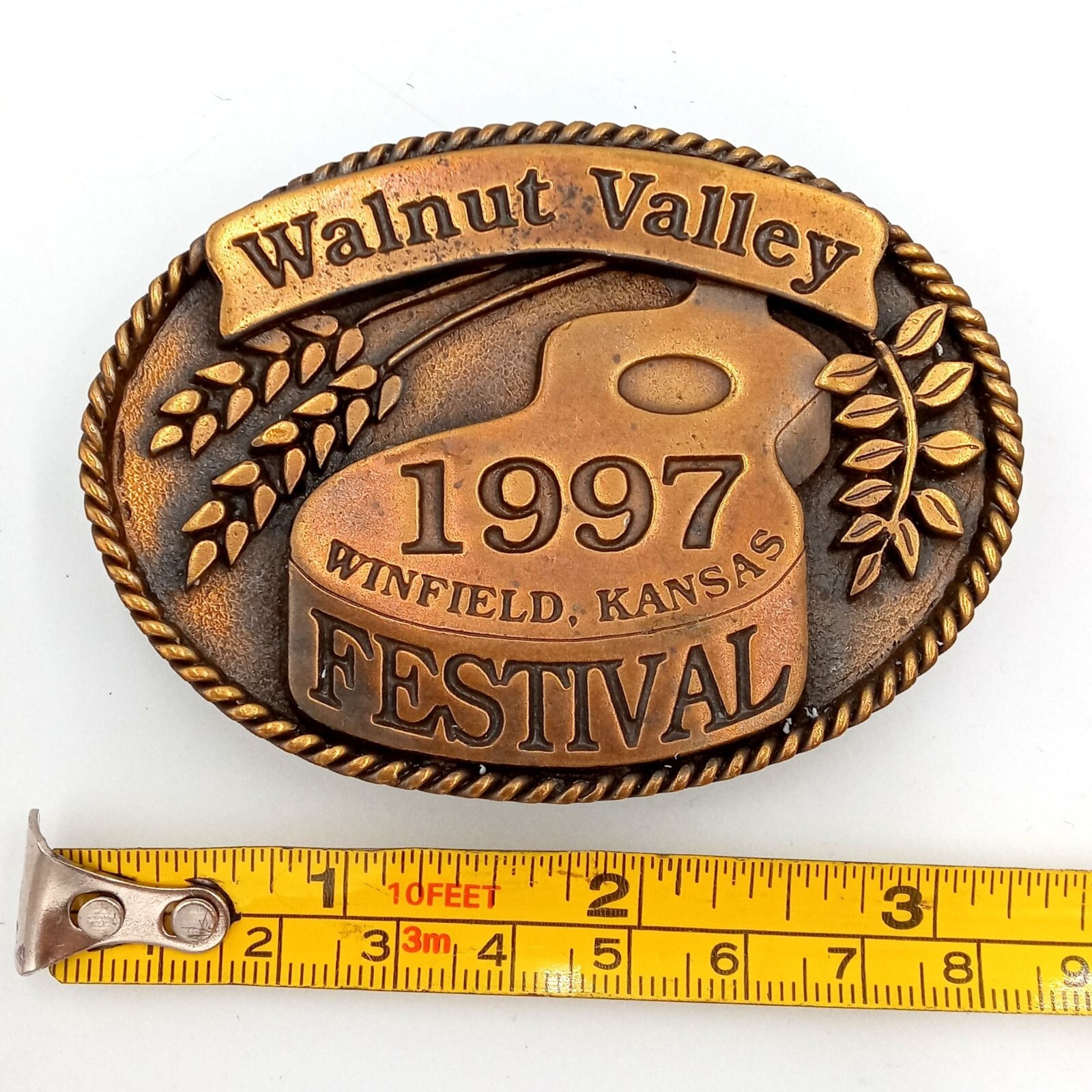 Guitar Belt Buckle 1997 Music Festival Bluegrass Walnut Valley Winfield KS Music