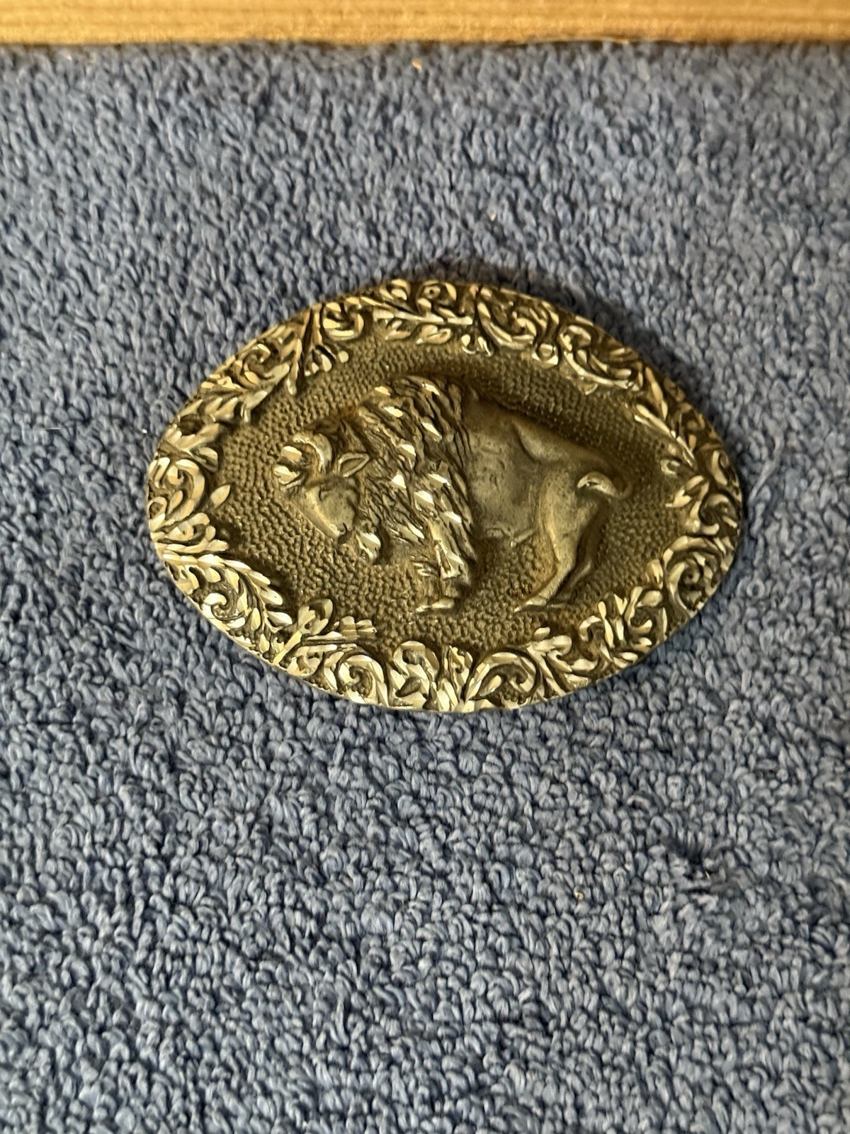 Vintage EGE American Bison Pewter Belt Buckle Buffalo 1993 Made In USA