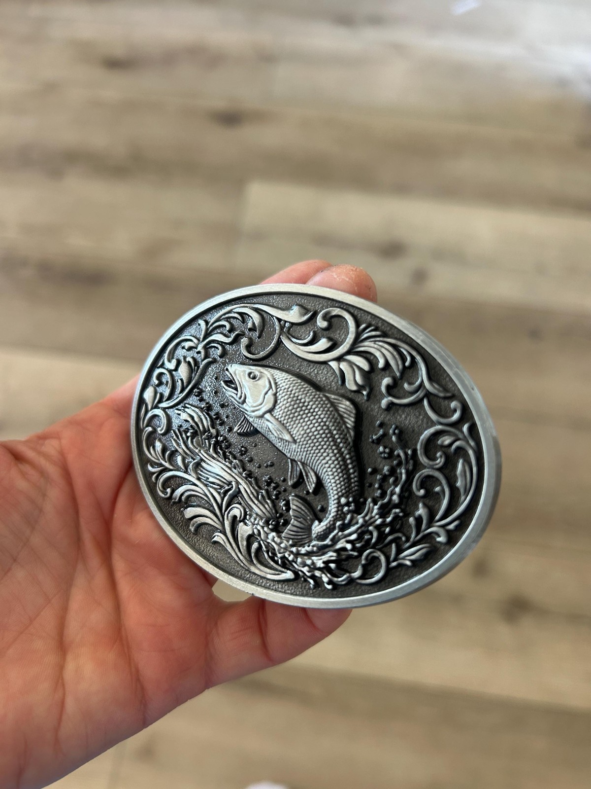 Western Fish Belt Buckle Angler Trout Salmon Silver Bronze Cowboy Style