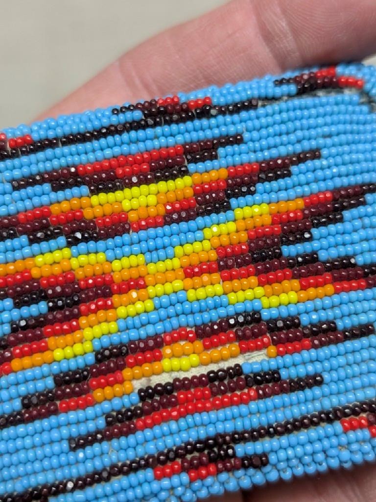 vintage NATIVE AMERICAN belt buckle BEADED handcraft NAVAJO indian western