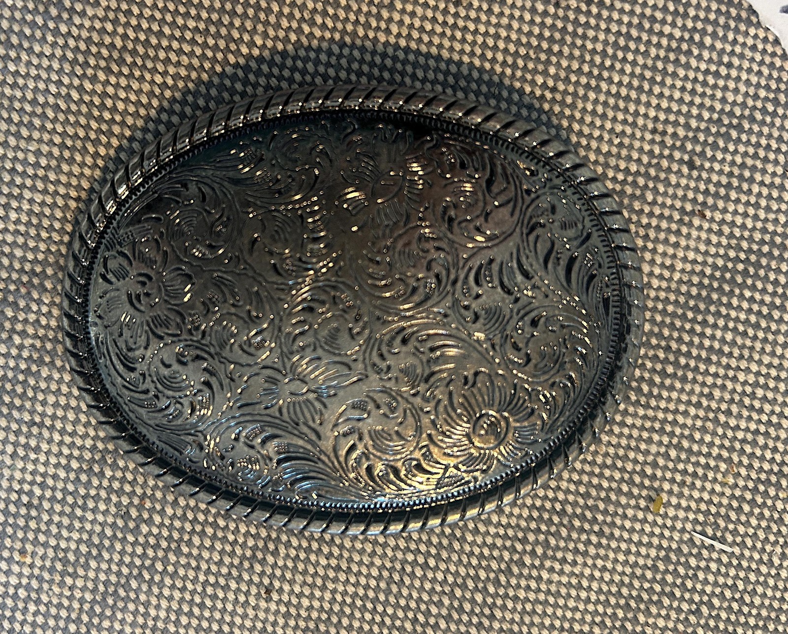 Oval Western Rope Belt Buckle Silver Metal Snap On Cowboy Rodeo Style Gift Tool