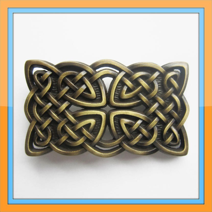 IRISH CELTIC KNOTS GOLD CROSS MEDIAVAL BELT BUCKLE
