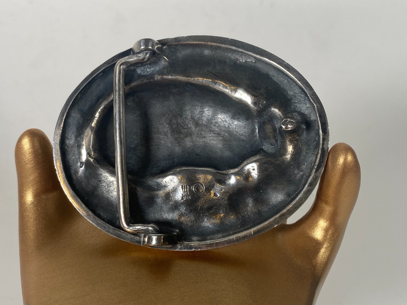 Vtg James Avery 9 Banded Armadillo Sterling Silver Belt Buckle Retired AMAZING