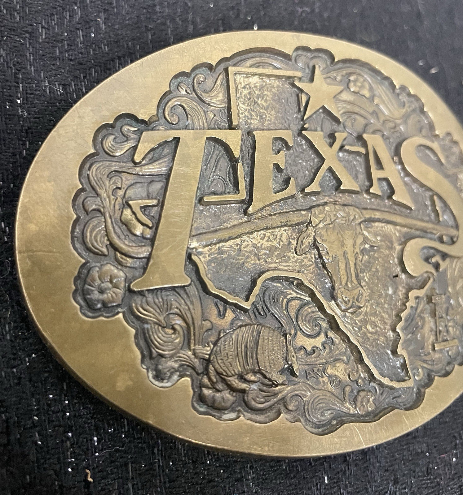 High Mesa Texas Solid Bronze Belt Buckle Vintage 1984 Longhorn Star Made In USA