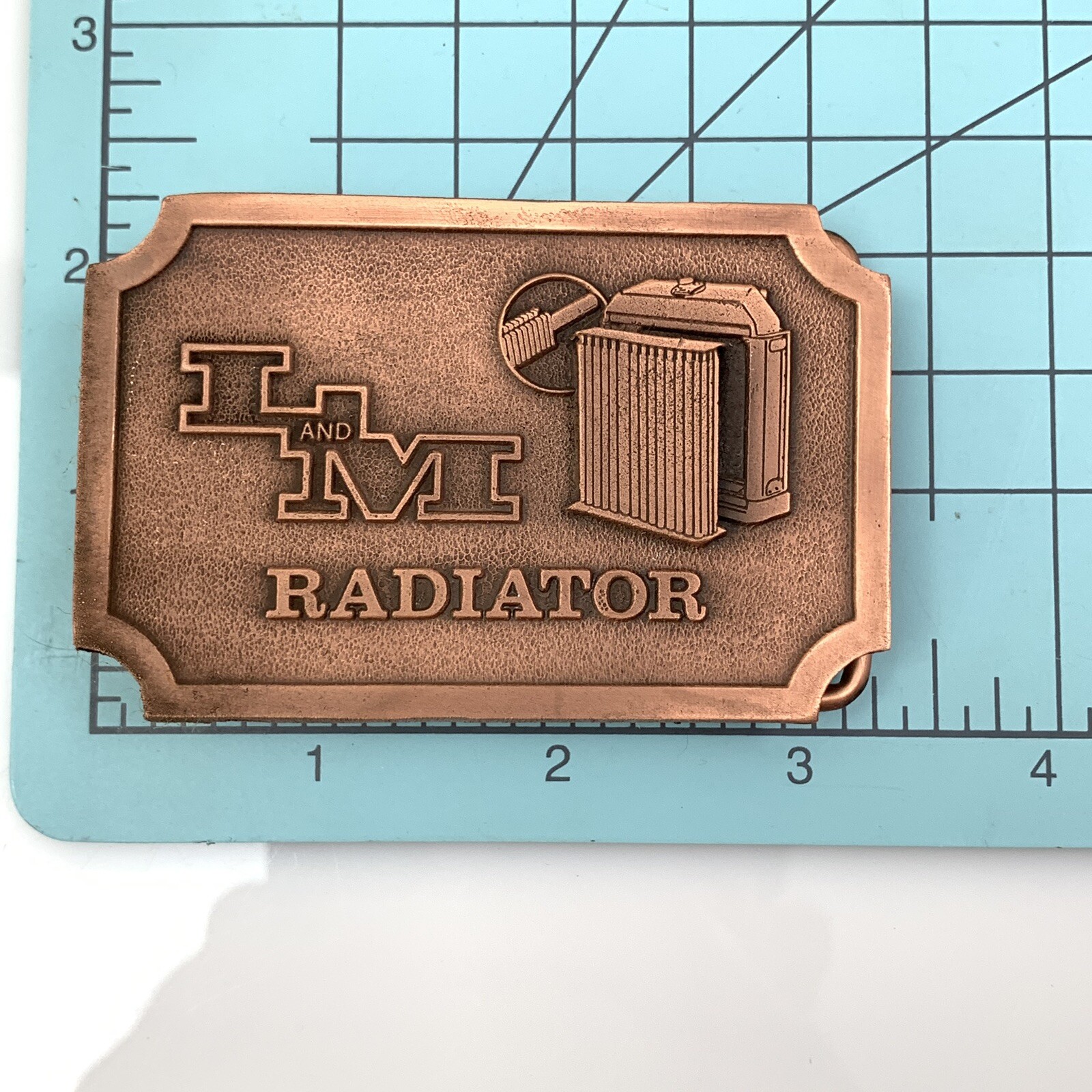 Vtg Advertising L & M Radiator High Relief Belt Buckle Hit Line