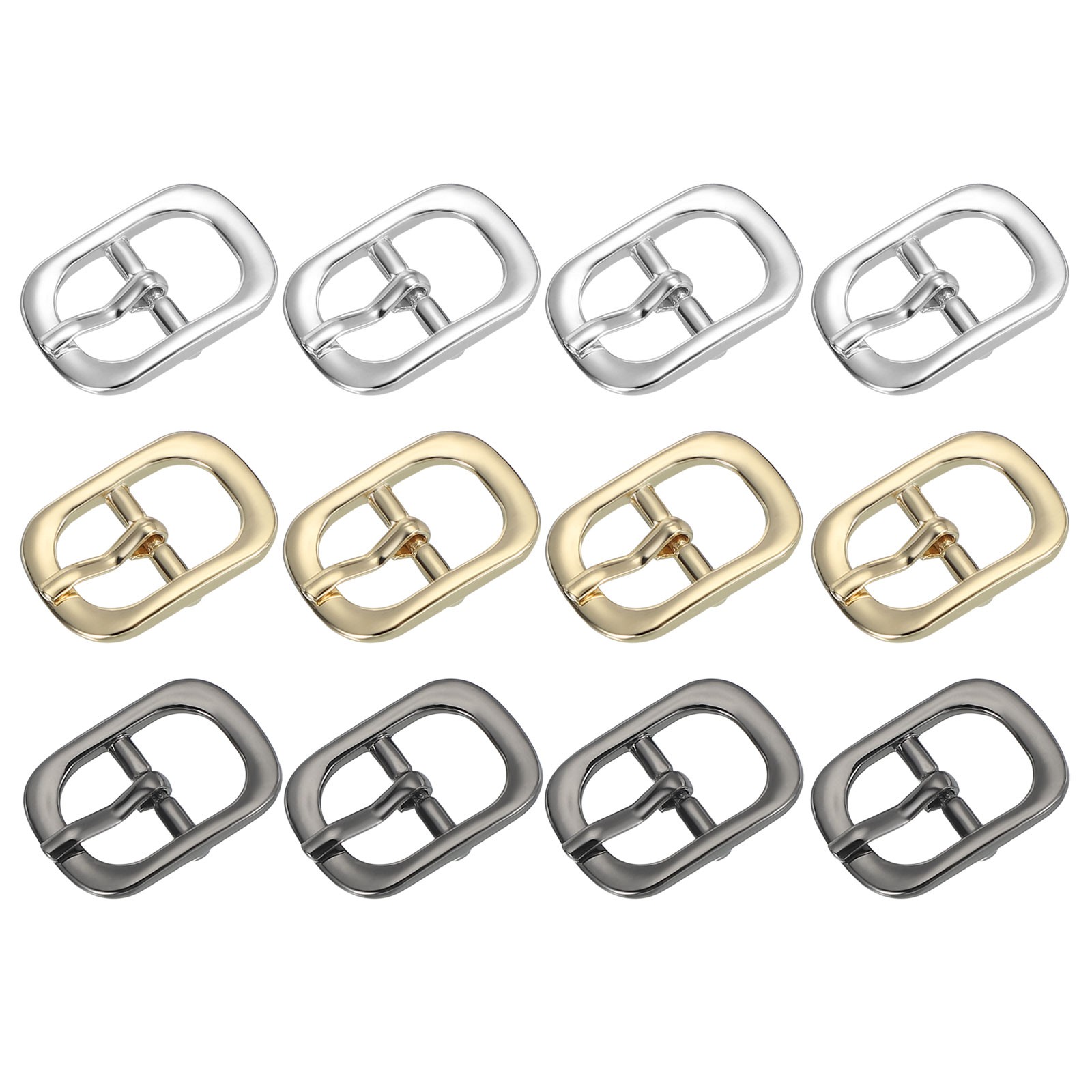 12Pcs 0.5&Prime; Single Prong Metal Roller Pin Belt Buckles Black/Silver/Light Gold
