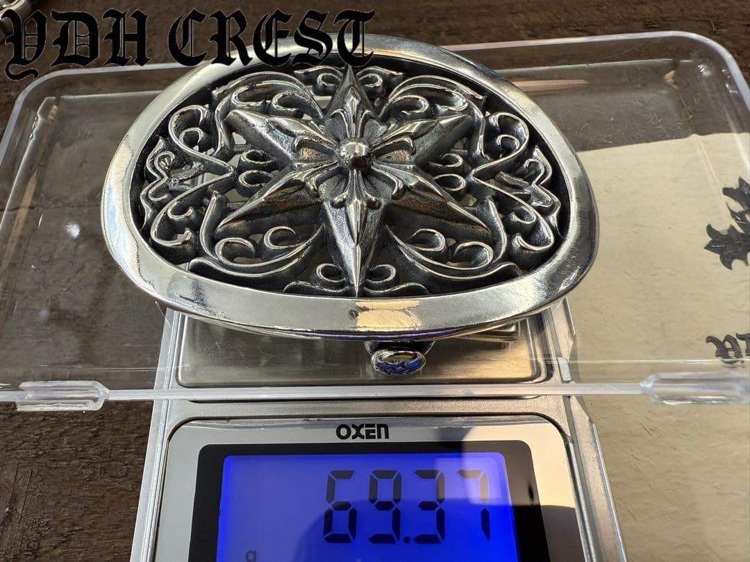 Gothic Star Belt Buckle Silver Tone Ornate Oval Biker 2.4oz【DDKRO】