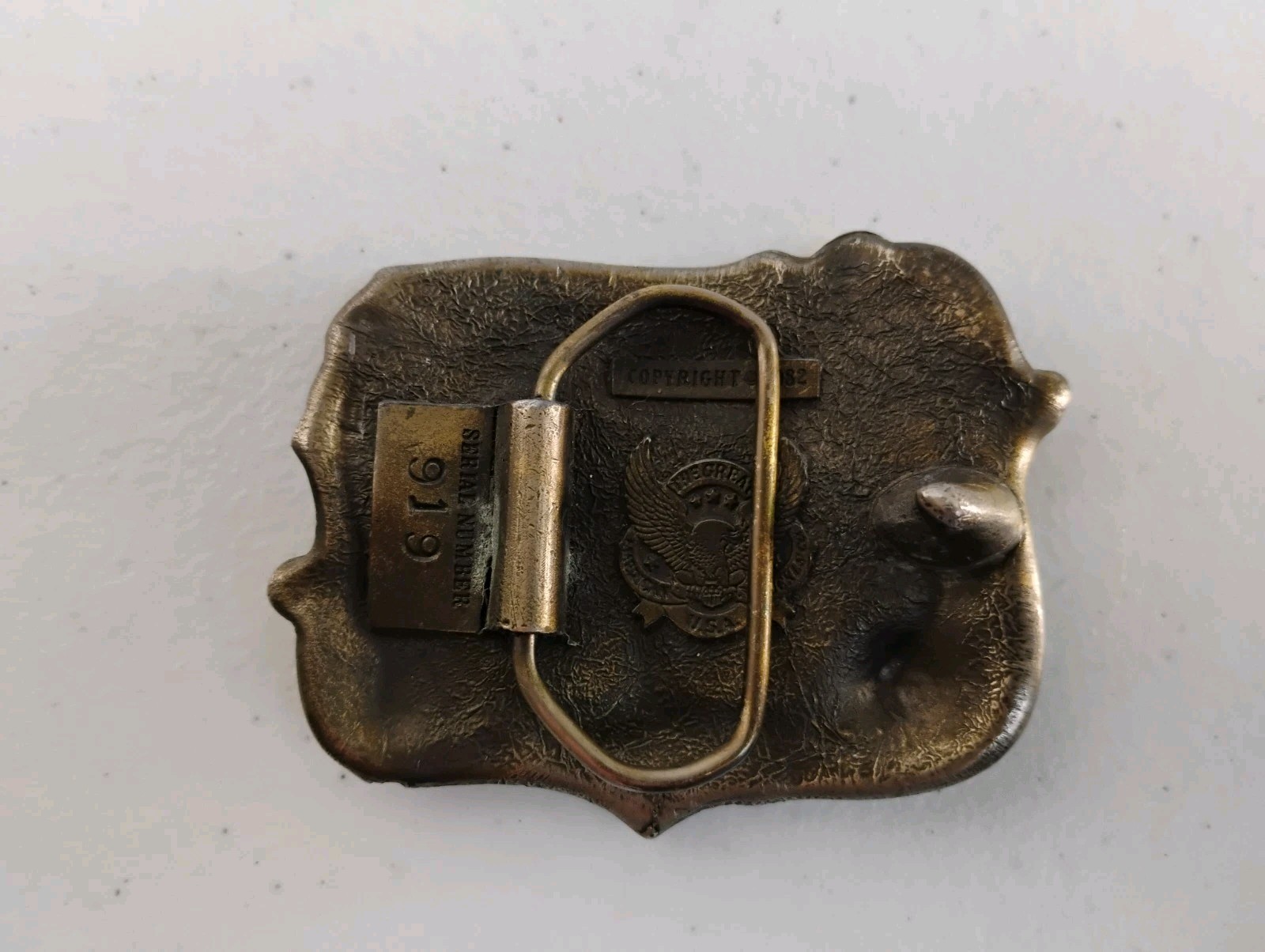 VTG 1982 Country Music Enameled Pewter Belt Buckle Great American 919