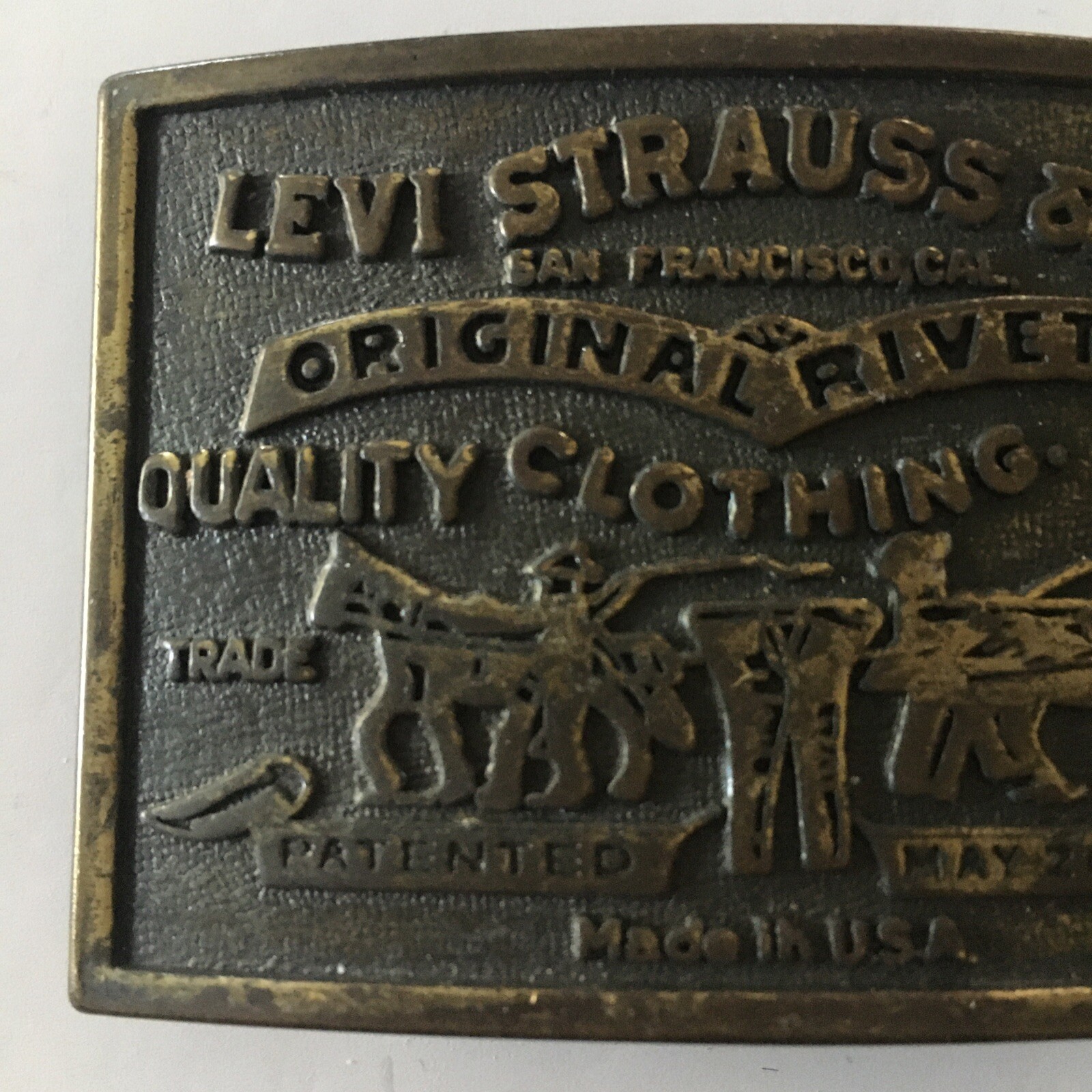 Vintage Rare Levi’s Jeans Belt Buckle Bronze Cowboy Casual Collector Brass
