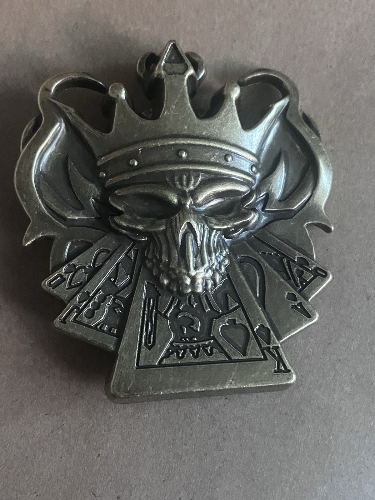 Buckle Skull Crown Royal Flush Gaming Casino Gothic Biker Punk Vibe Belt Buckle