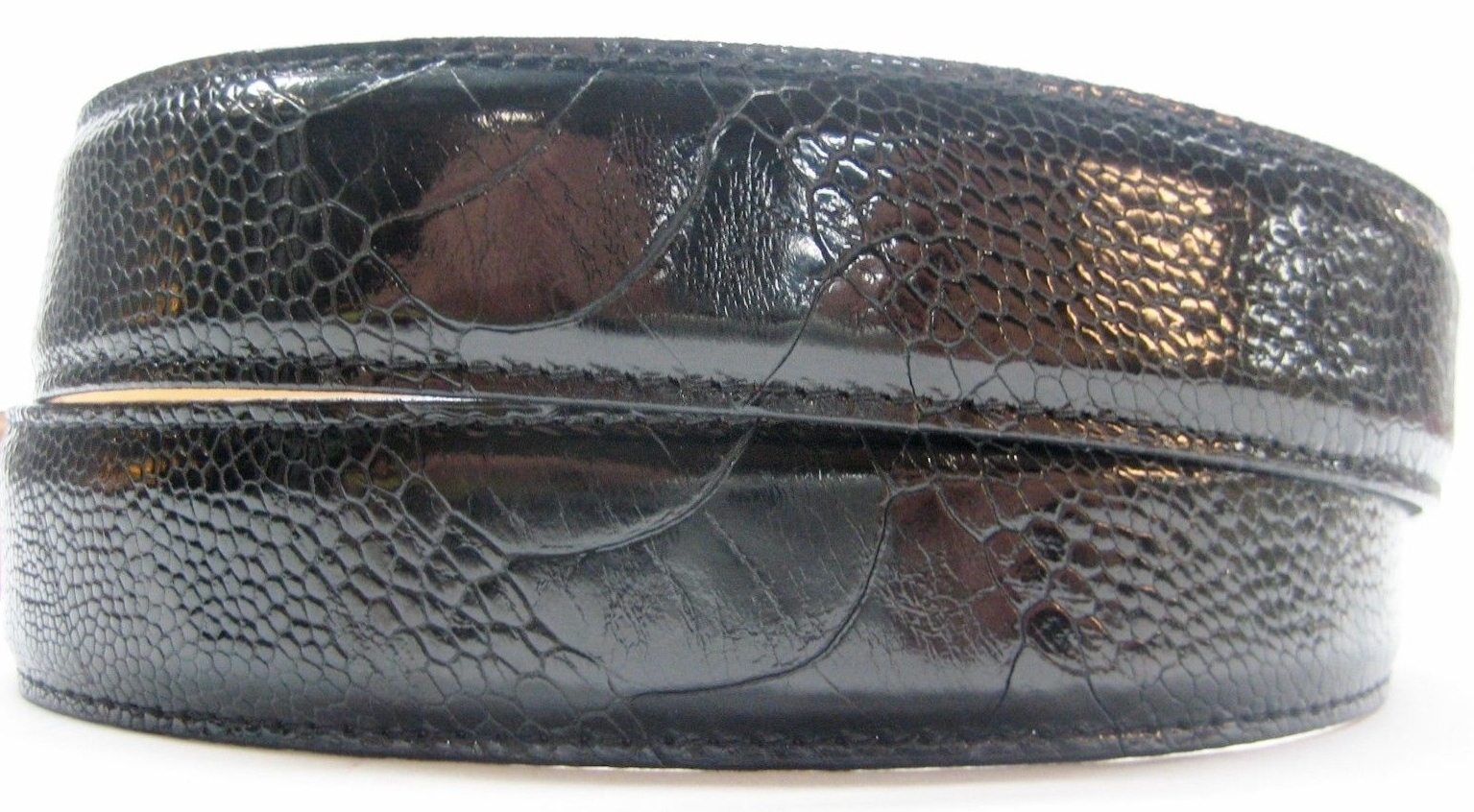 Sterling silver 925 buckle 2 loops w/Genuine Ostrich 30 mm belt shantpeter U.S.A