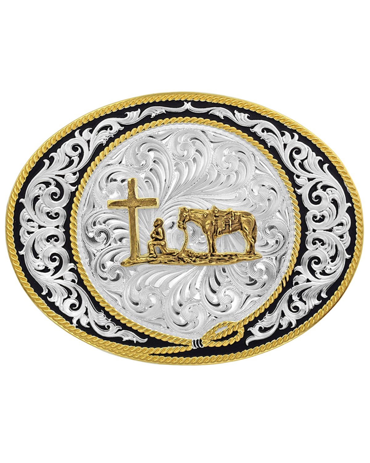 Montana Silversmiths Men&rsquo;s Men'S Tri-Color Pinched Buckle With Christian –