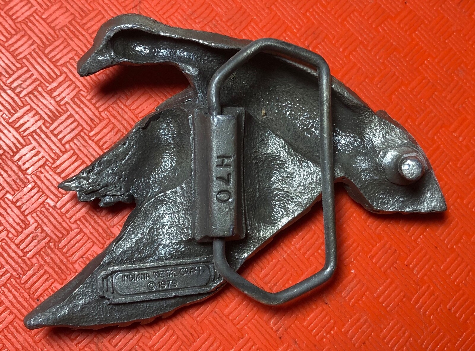 Cast Brass? 1979 BELT BUCKLE Indiana Metal Craft FLYING DUCK detailed