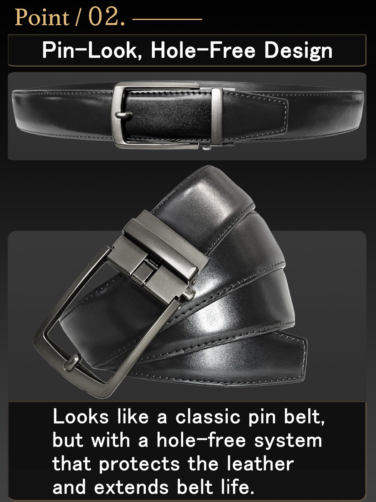 JIFANPAUL Men’s Leather Ratchet Waist: 29&Prime;-43&Prime; (49&Prime; Length), Blackb-darkgrey