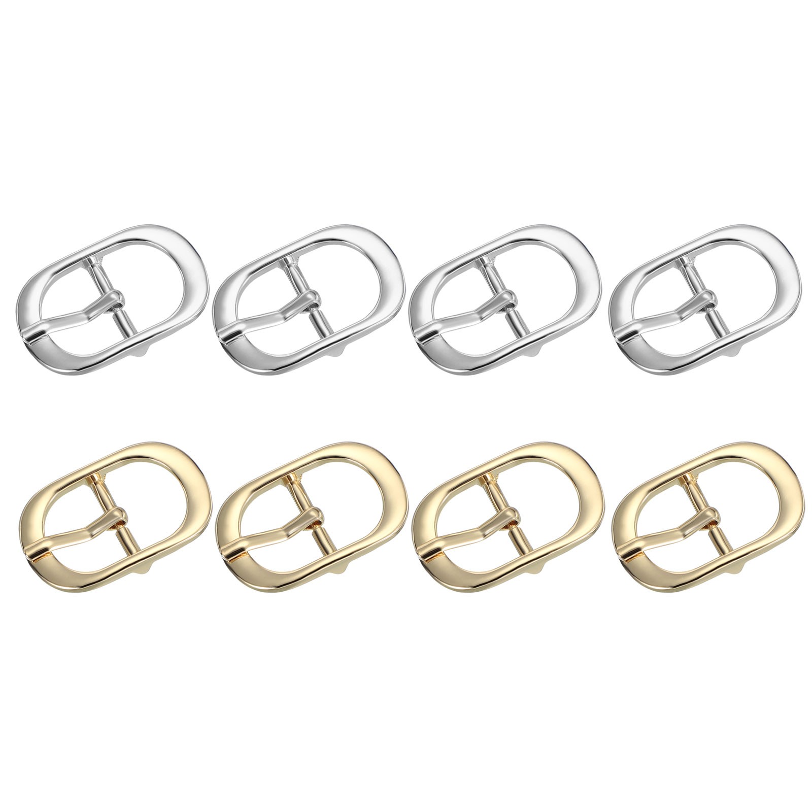 8Pcs 0.7&Prime; Single Prong Metal Roller Pin Belt Buckles Silver/Light Gold